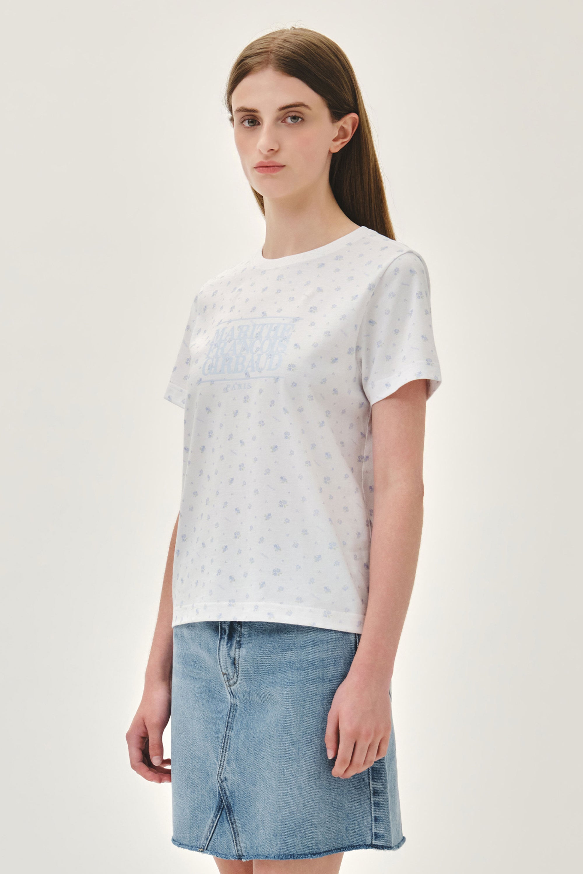 W Classic Logo Tee Flower