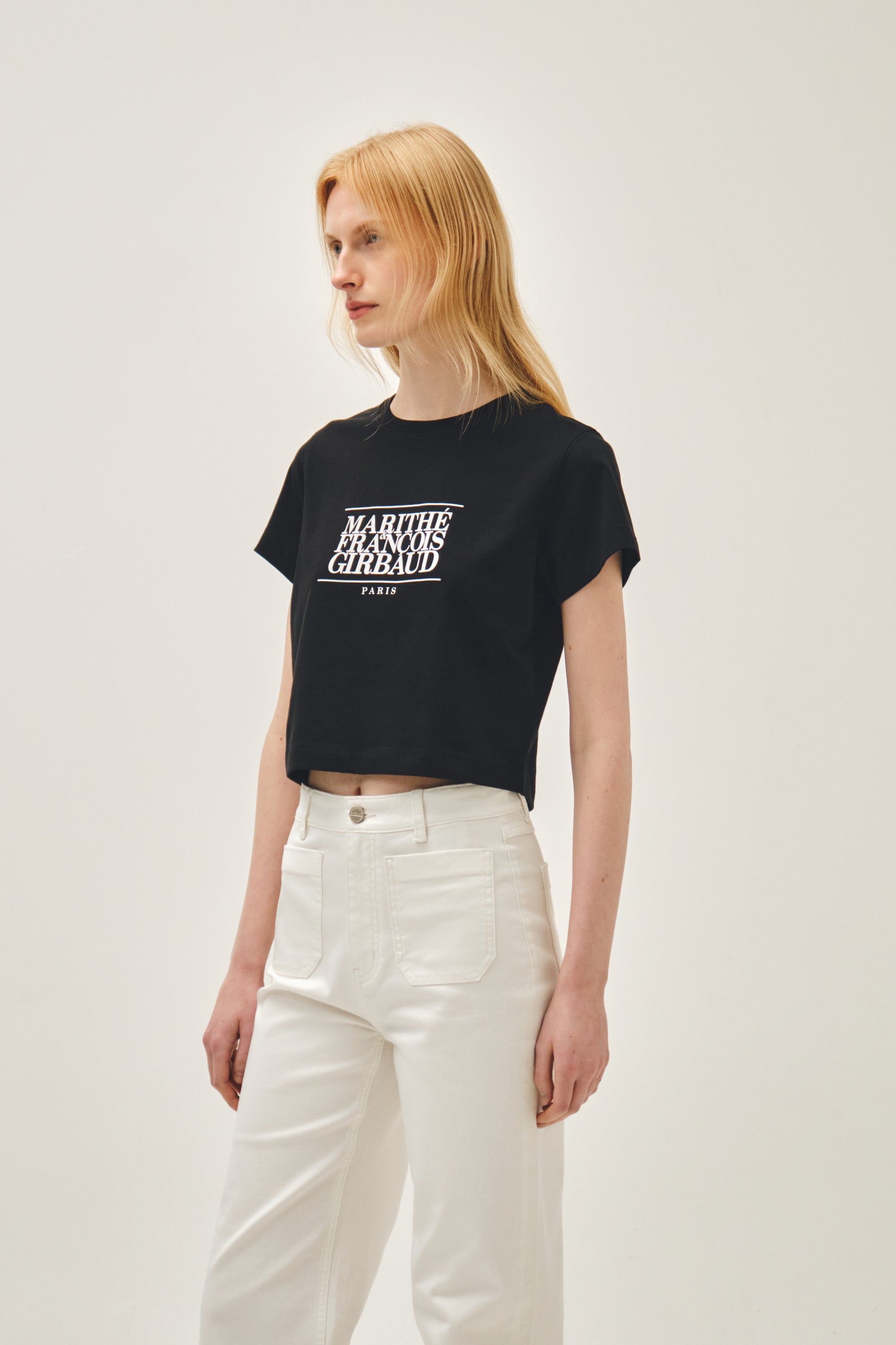 W Classic Logo Crop Tee Black