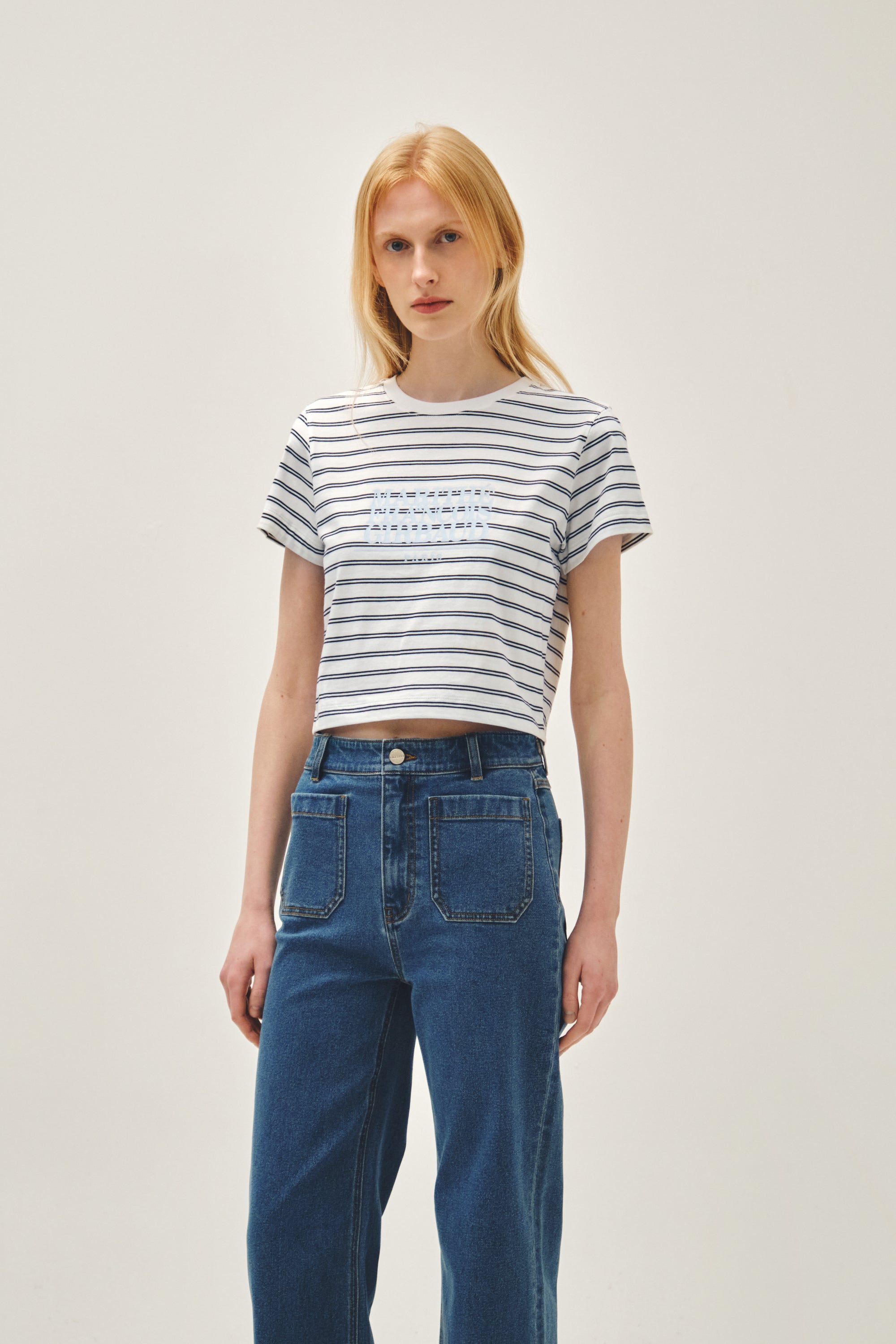 W Classic Logo Crop Tee Dark Navy