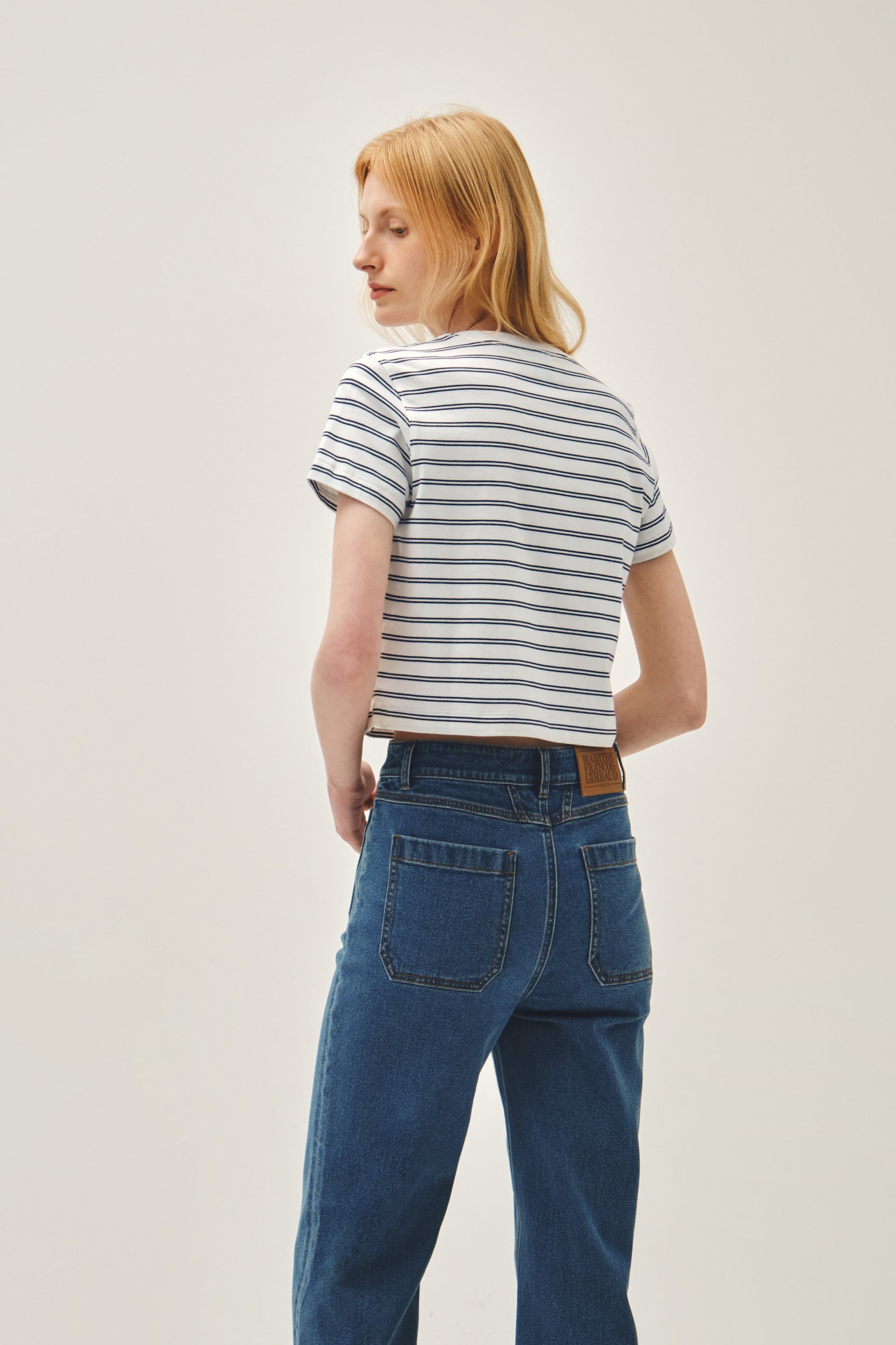 W Classic Logo Crop Tee Dark Navy