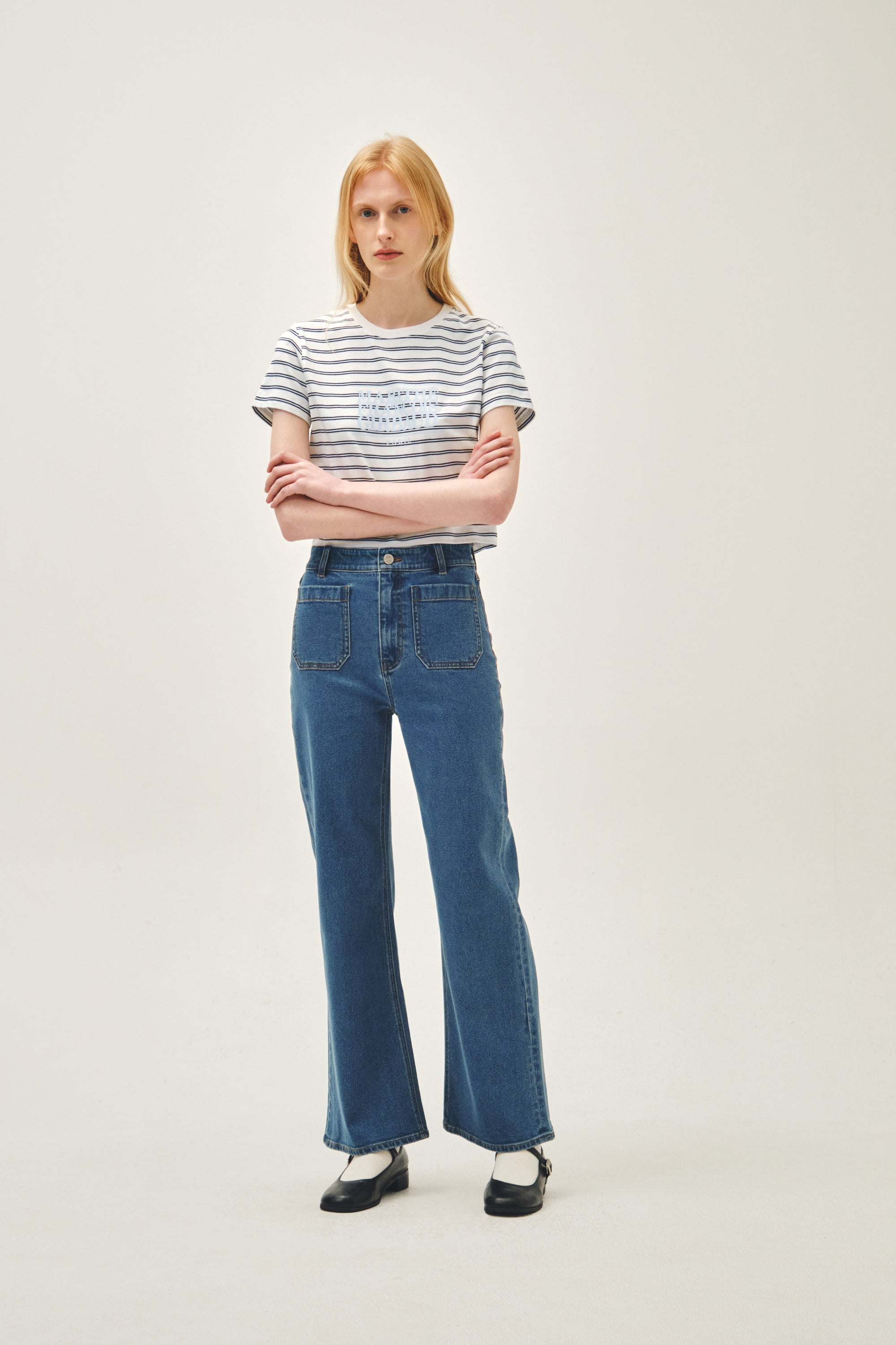 W Classic Logo Crop Tee Dark Navy