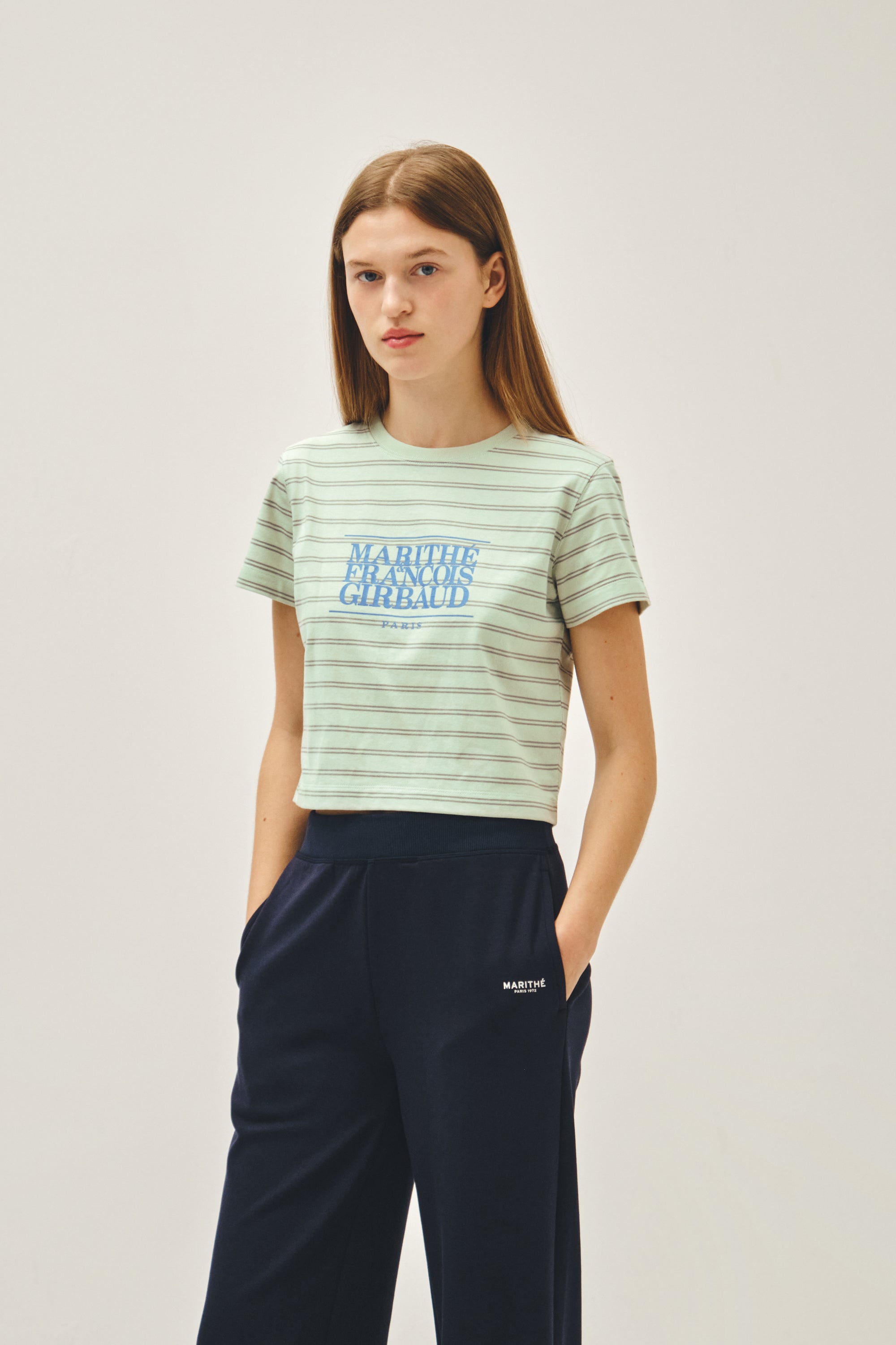 W Classic Logo Crop Tee Light Mint
