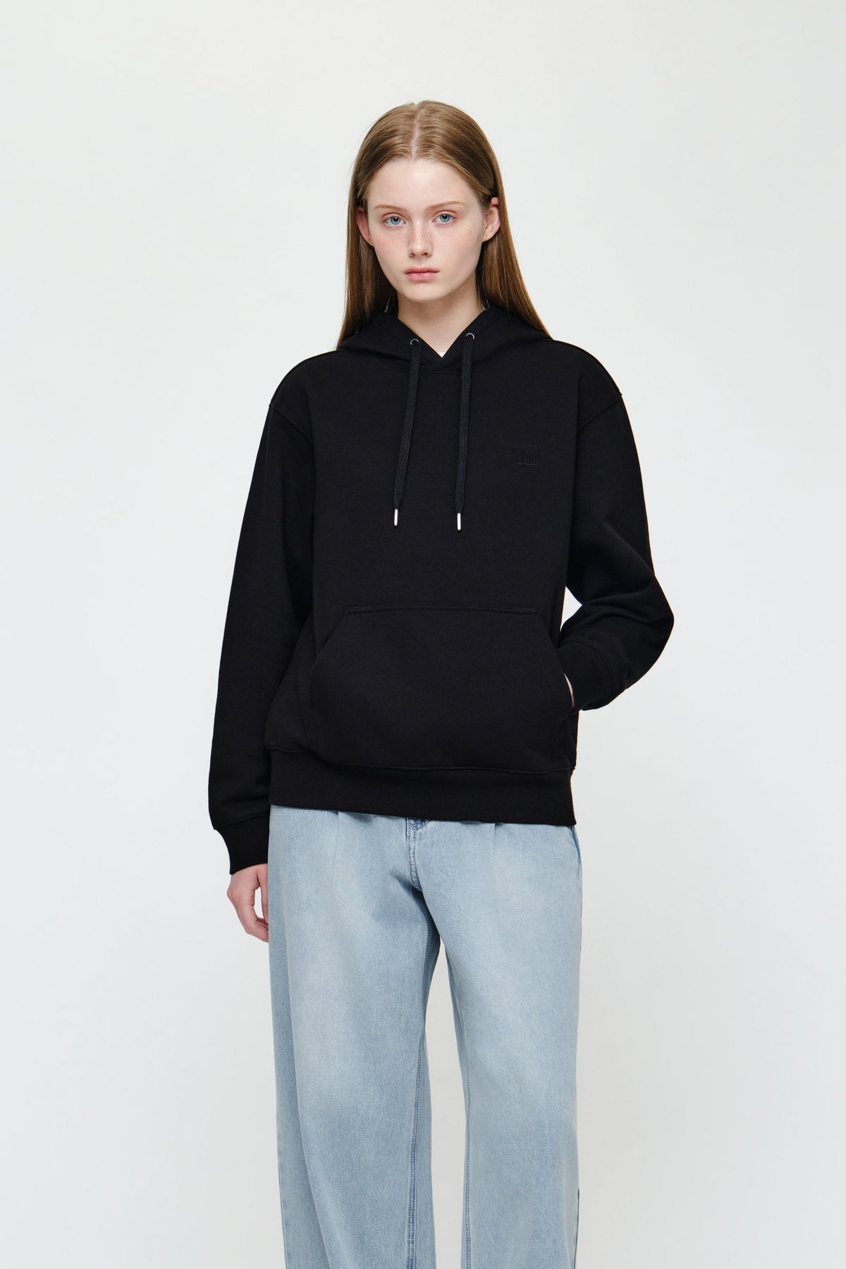 Small Classic Logo Embroidery Hoodie Black