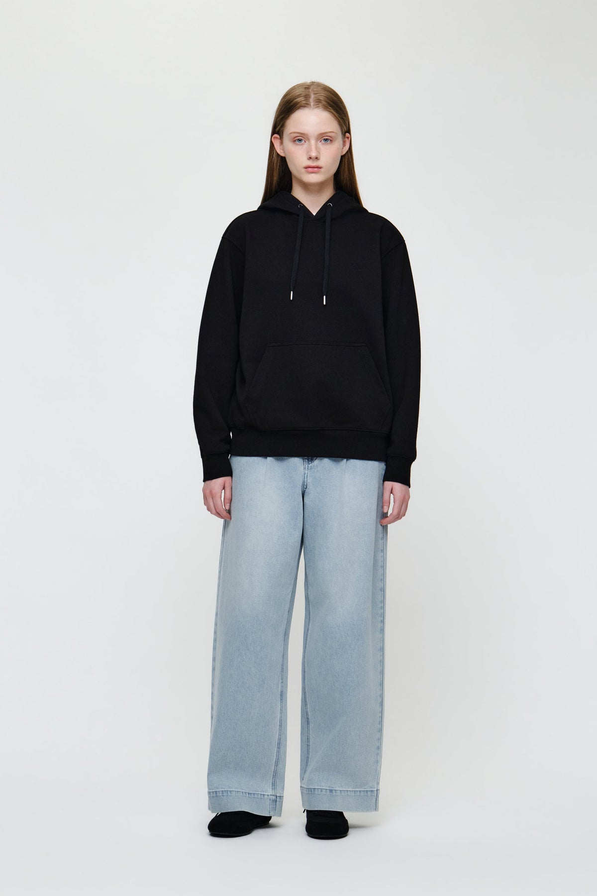 Small Classic Logo Embroidery Hoodie Black