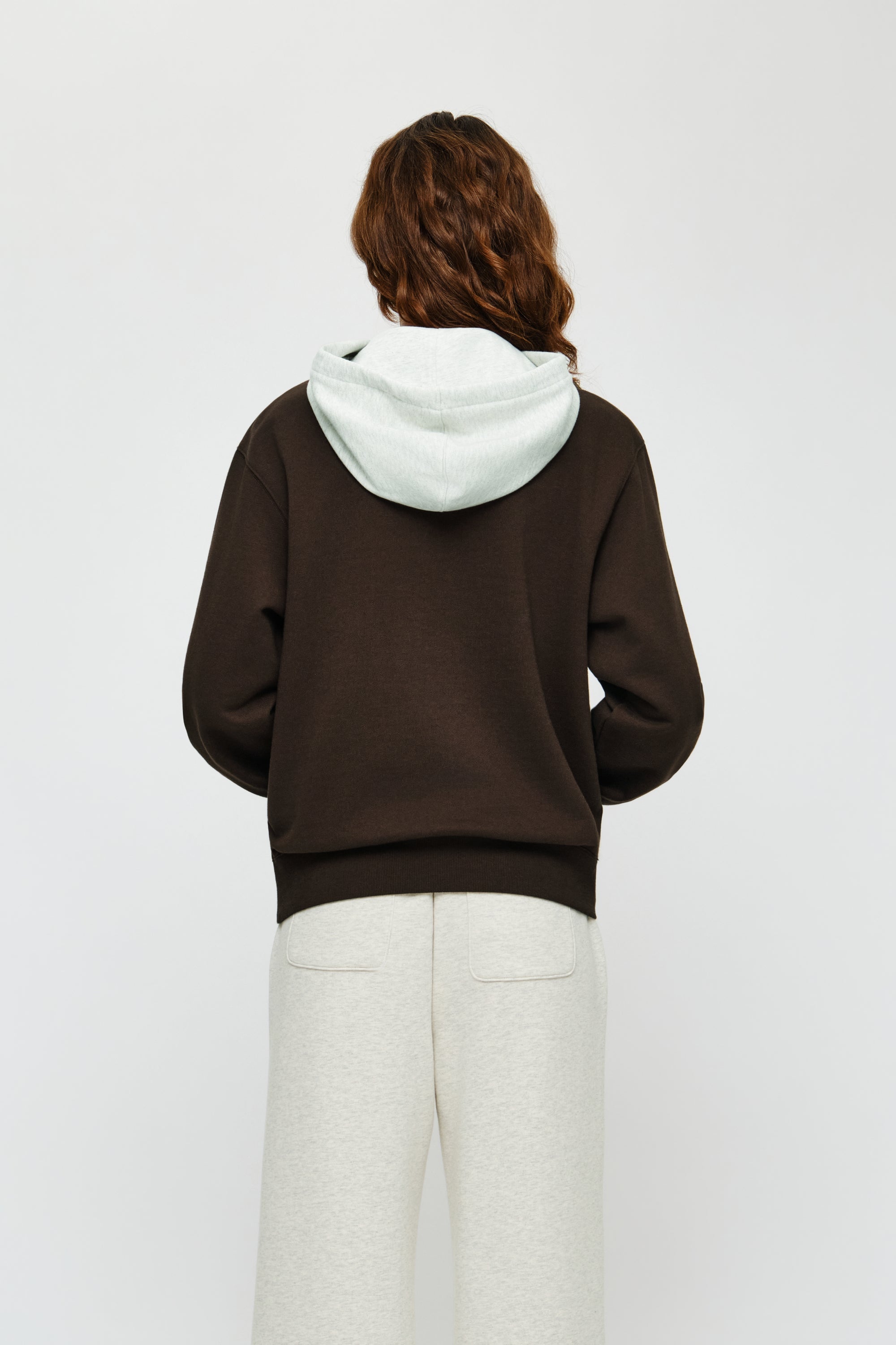 Small Classic Logo Embroidery Hoodie Brown