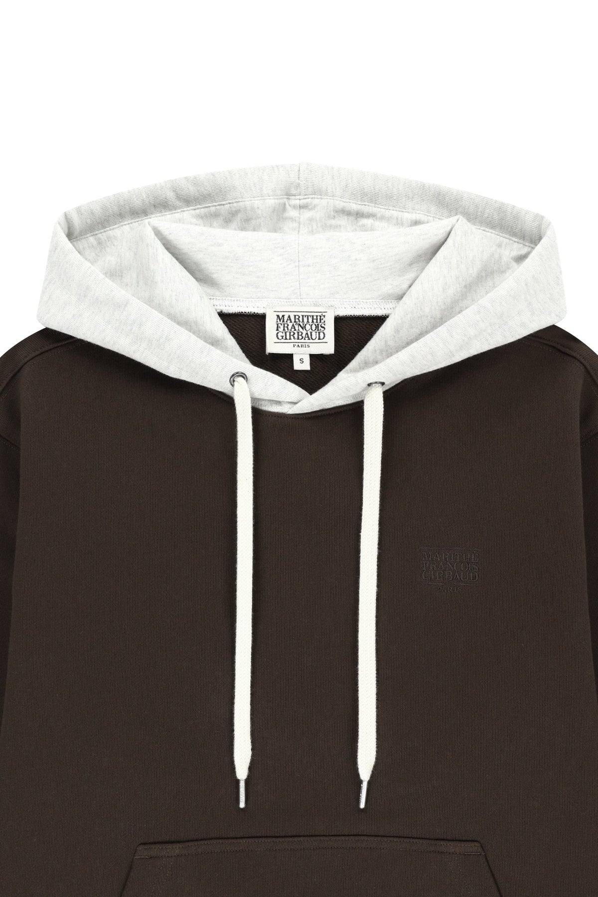 Small Classic Logo Embroidery Hoodie Brown