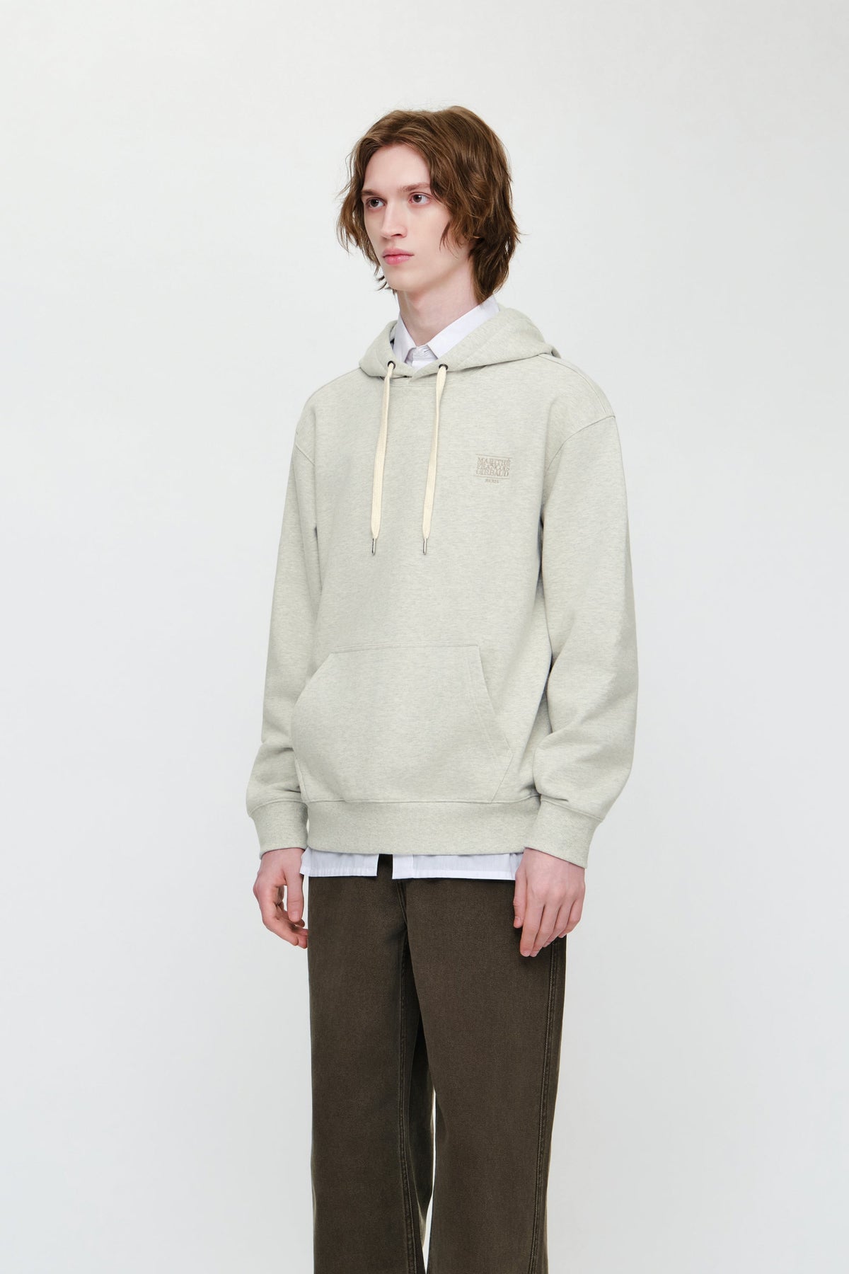 Small Classic Logo Embroidery Hoodie Oatmeal