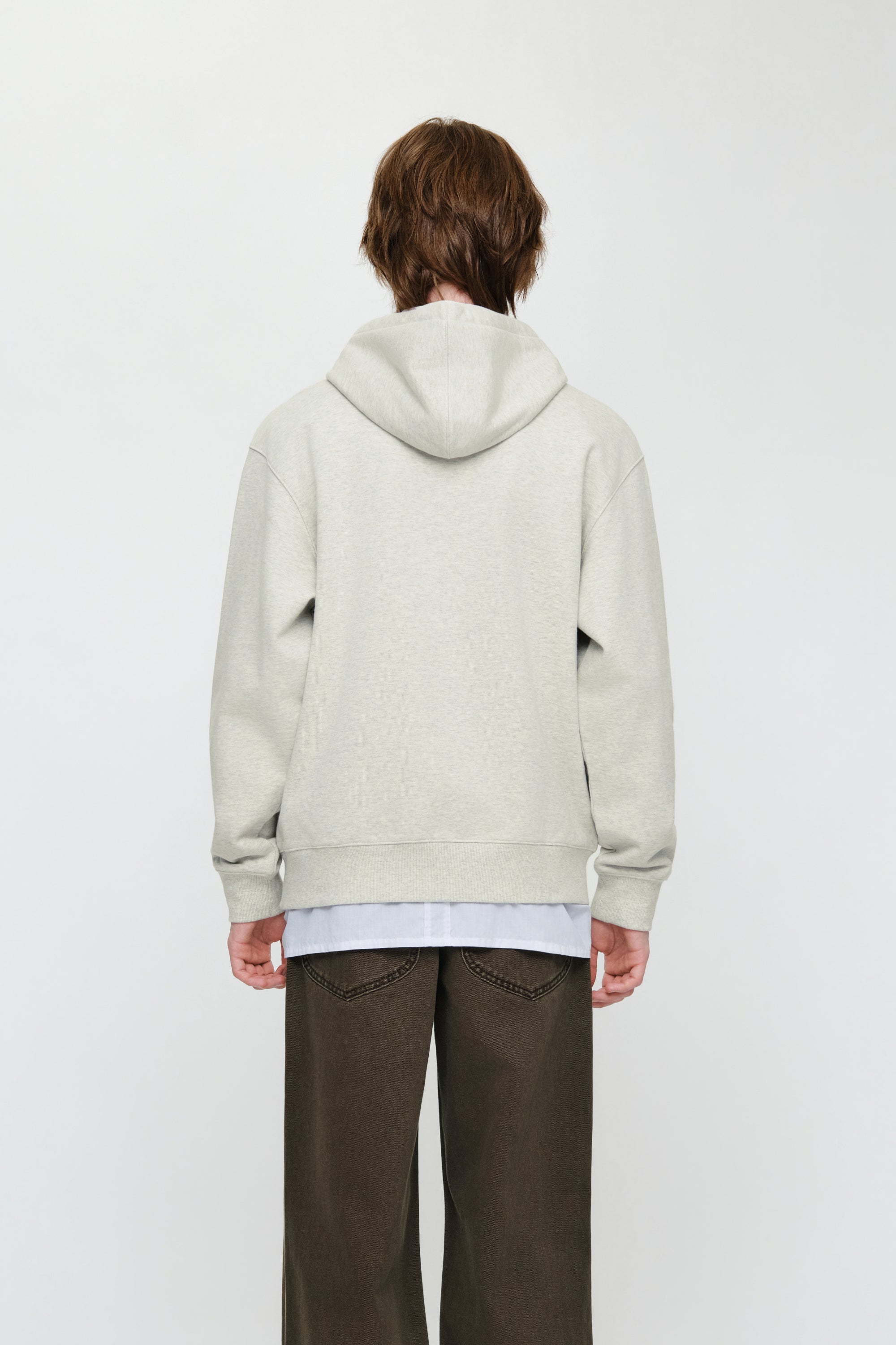Small Classic Logo Embroidery Hoodie Oatmeal