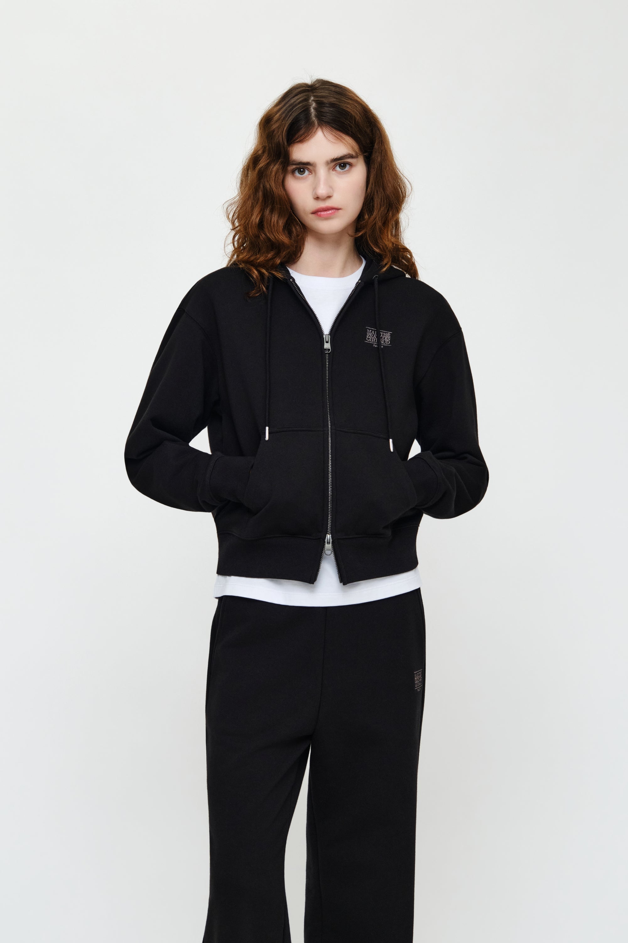 W Small Classic Logo Hoodie Zipup Black