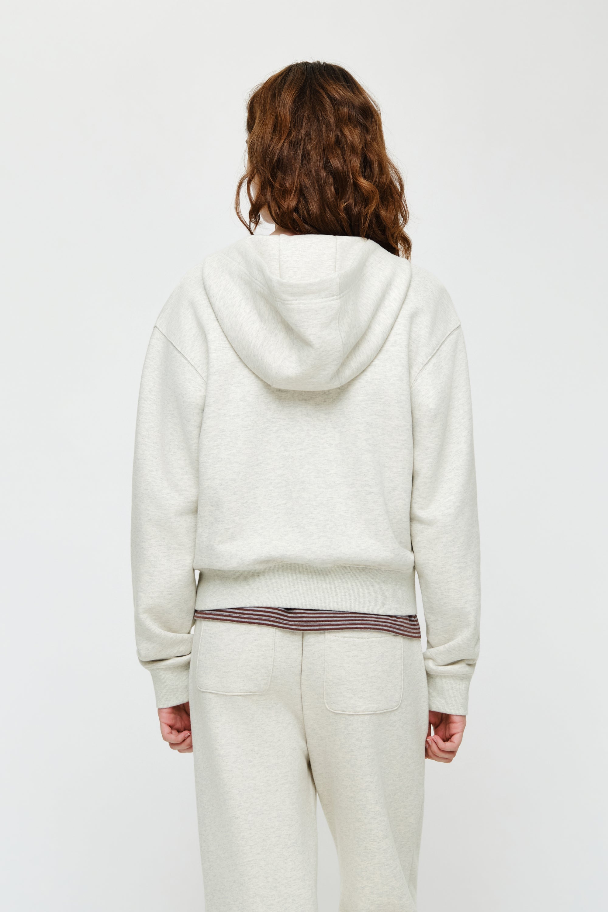 W Small Classic Logo Hoodie Zipup Oatmeal