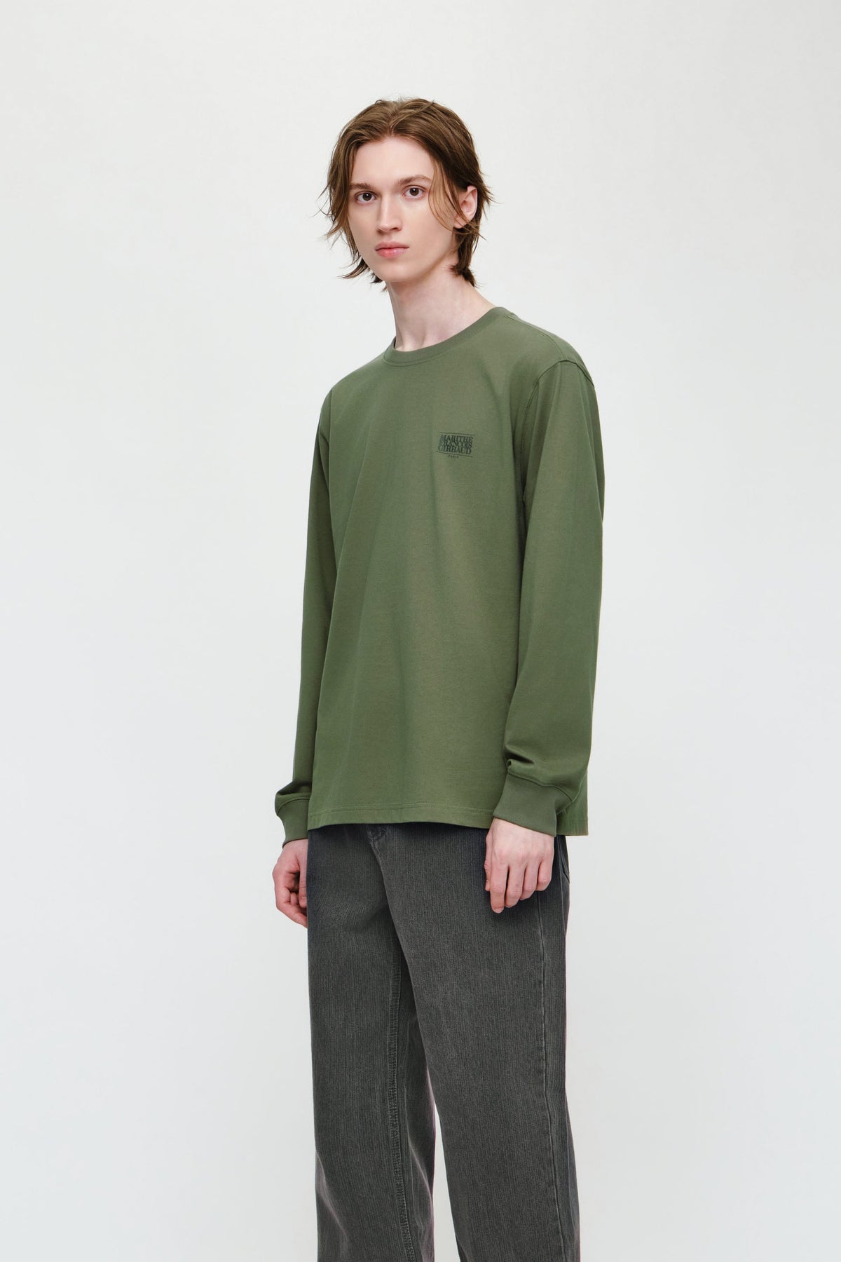 Small Classic Logo Long Sleeve Tee Khaki