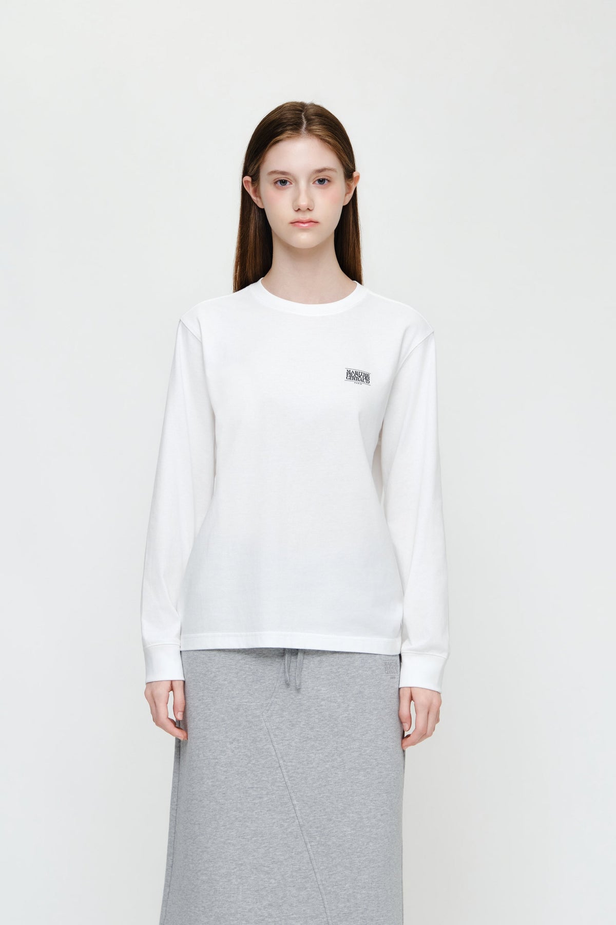 Small Classic Logo Long Sleeve Tee White