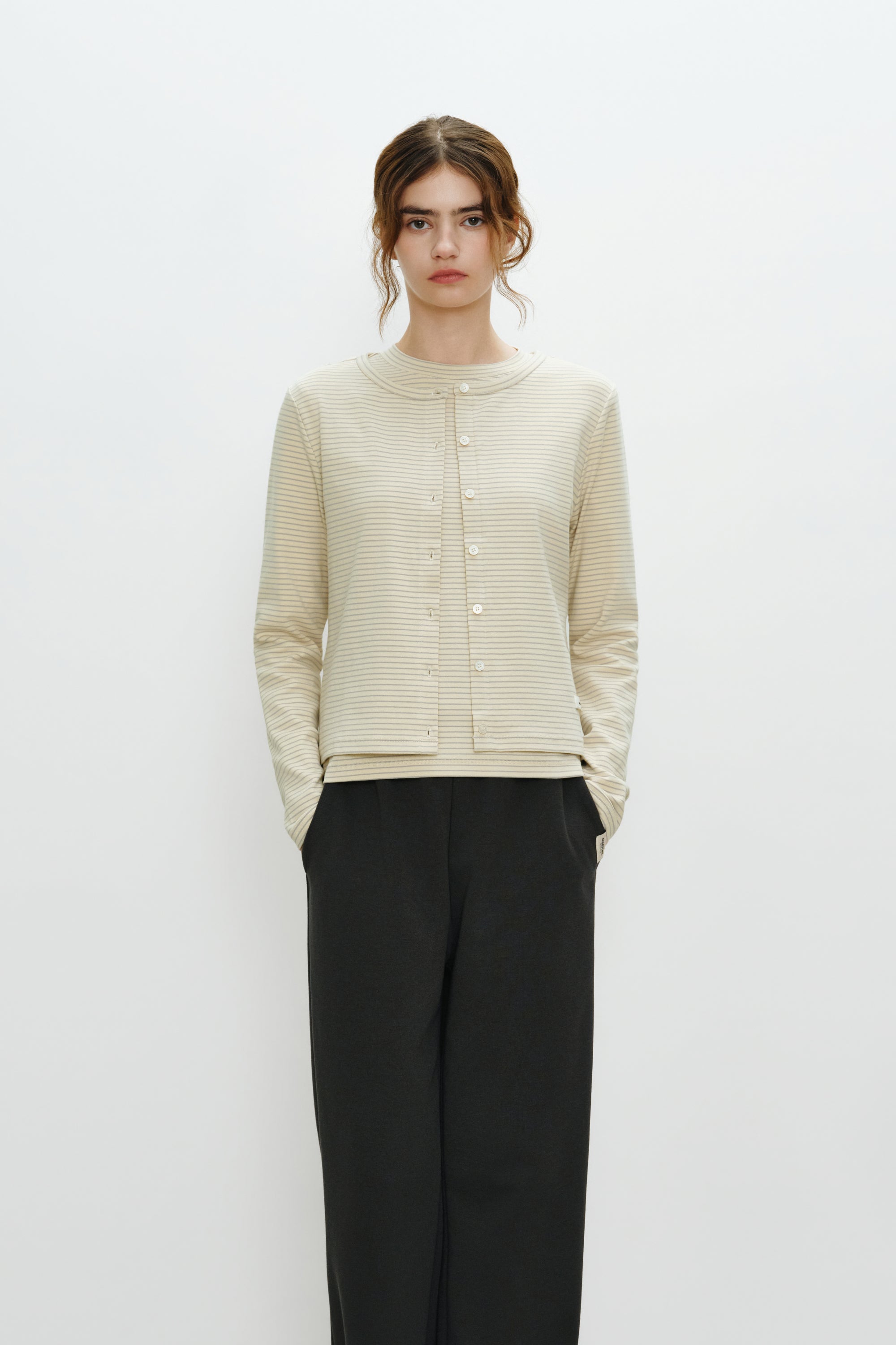 W Basic Cotton Cardigan Butter