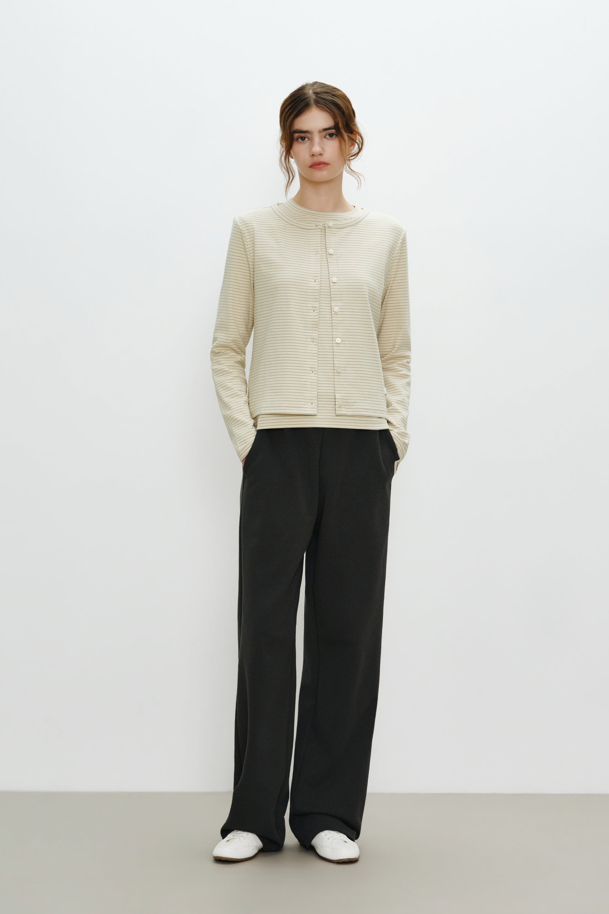 W Basic Cotton Cardigan Butter