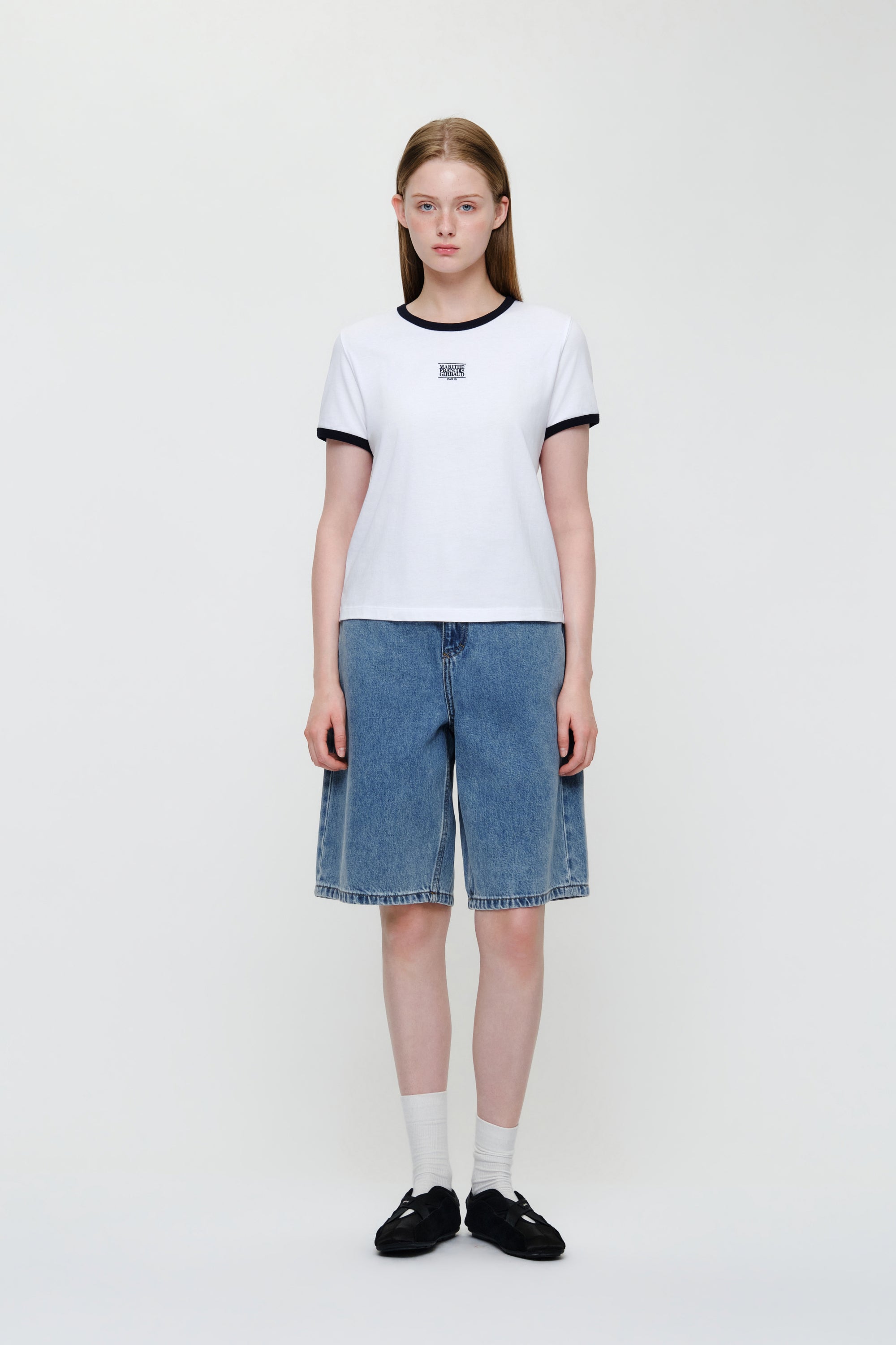 W Classic Logo Ringer Tee White