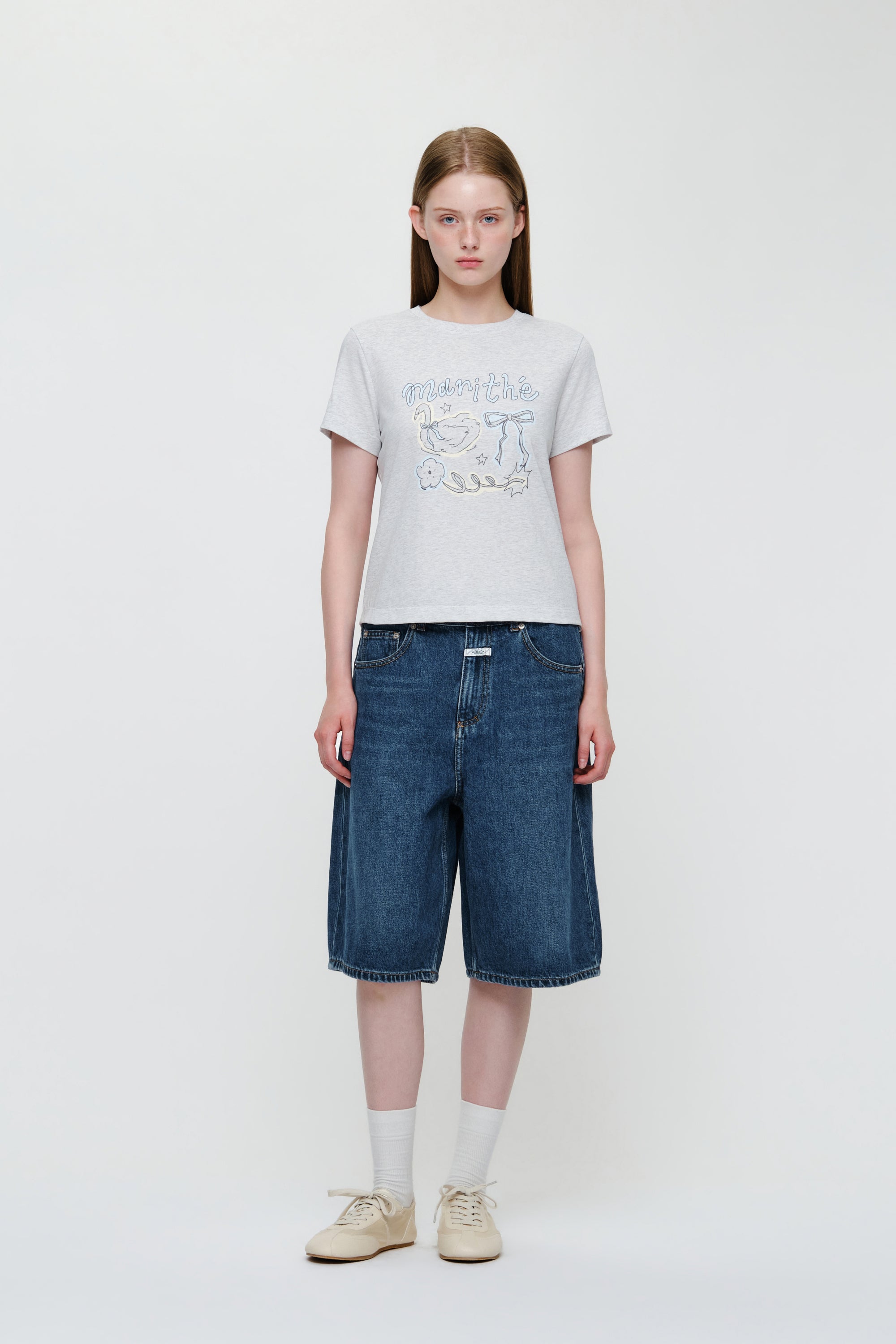 W Swan Graphic Tee Light Heather Gray