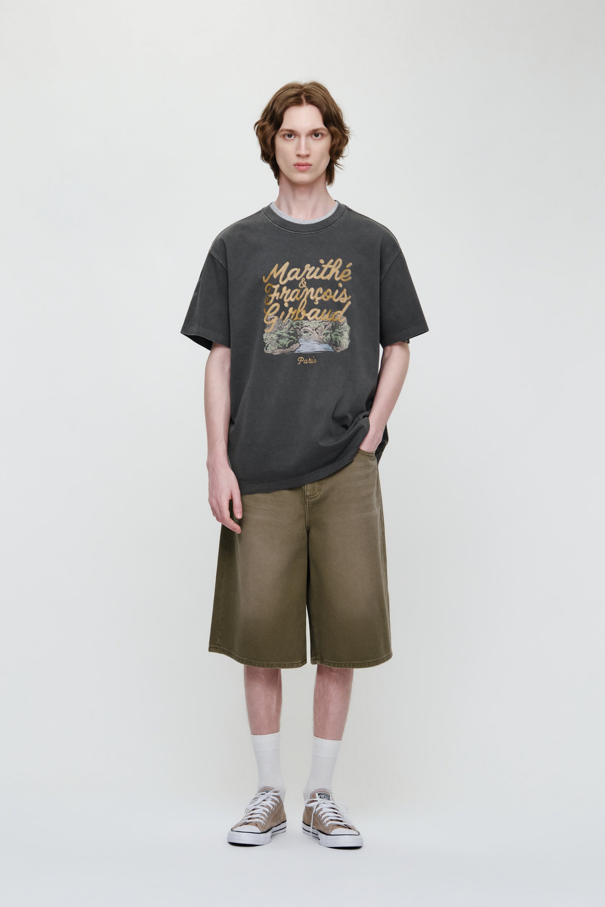 Vintage Drawing Ardeche Oversized Tee Charcoal