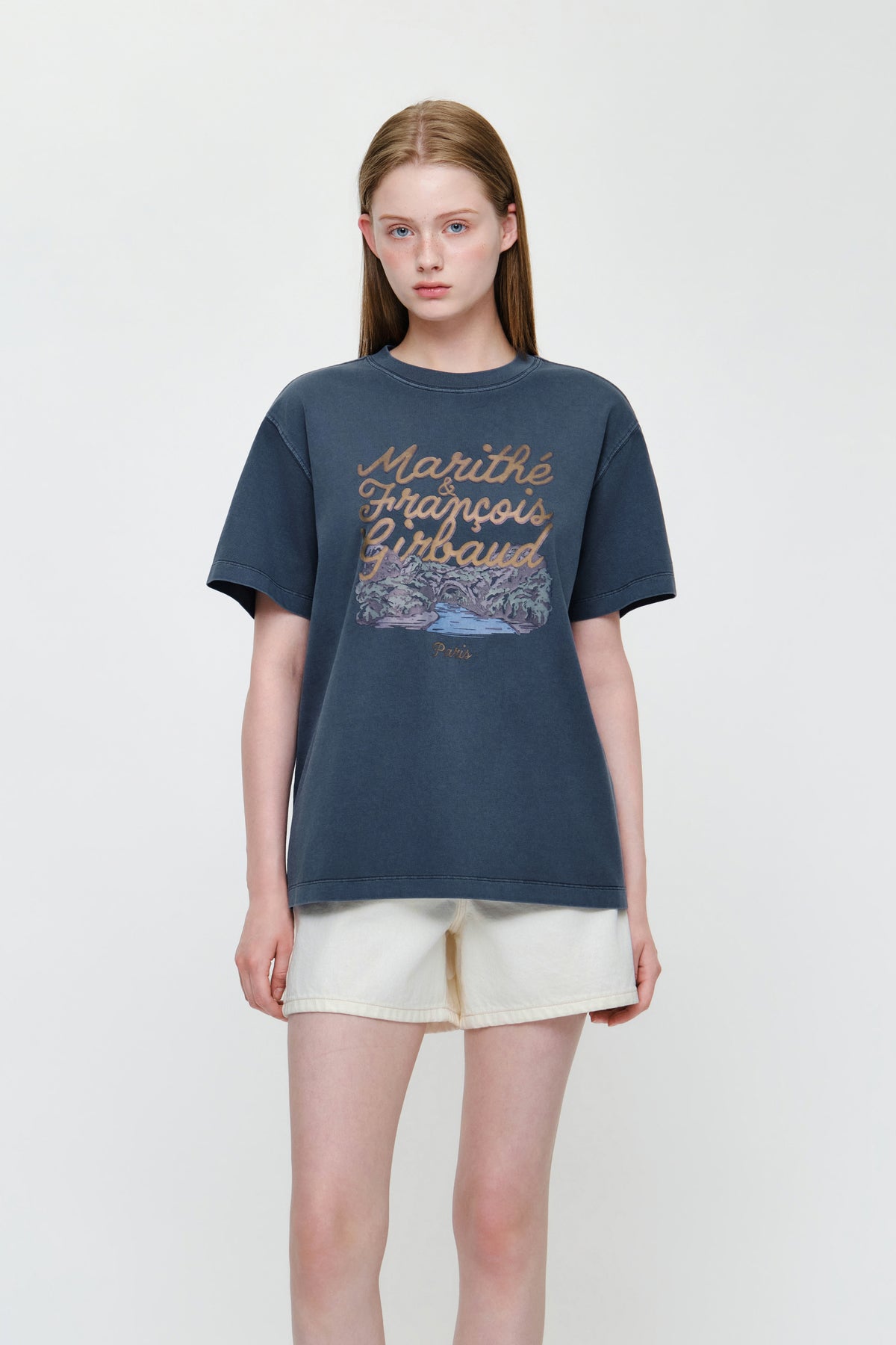 Vintage Drawing Ardeche Oversized Tee Vintage Blue