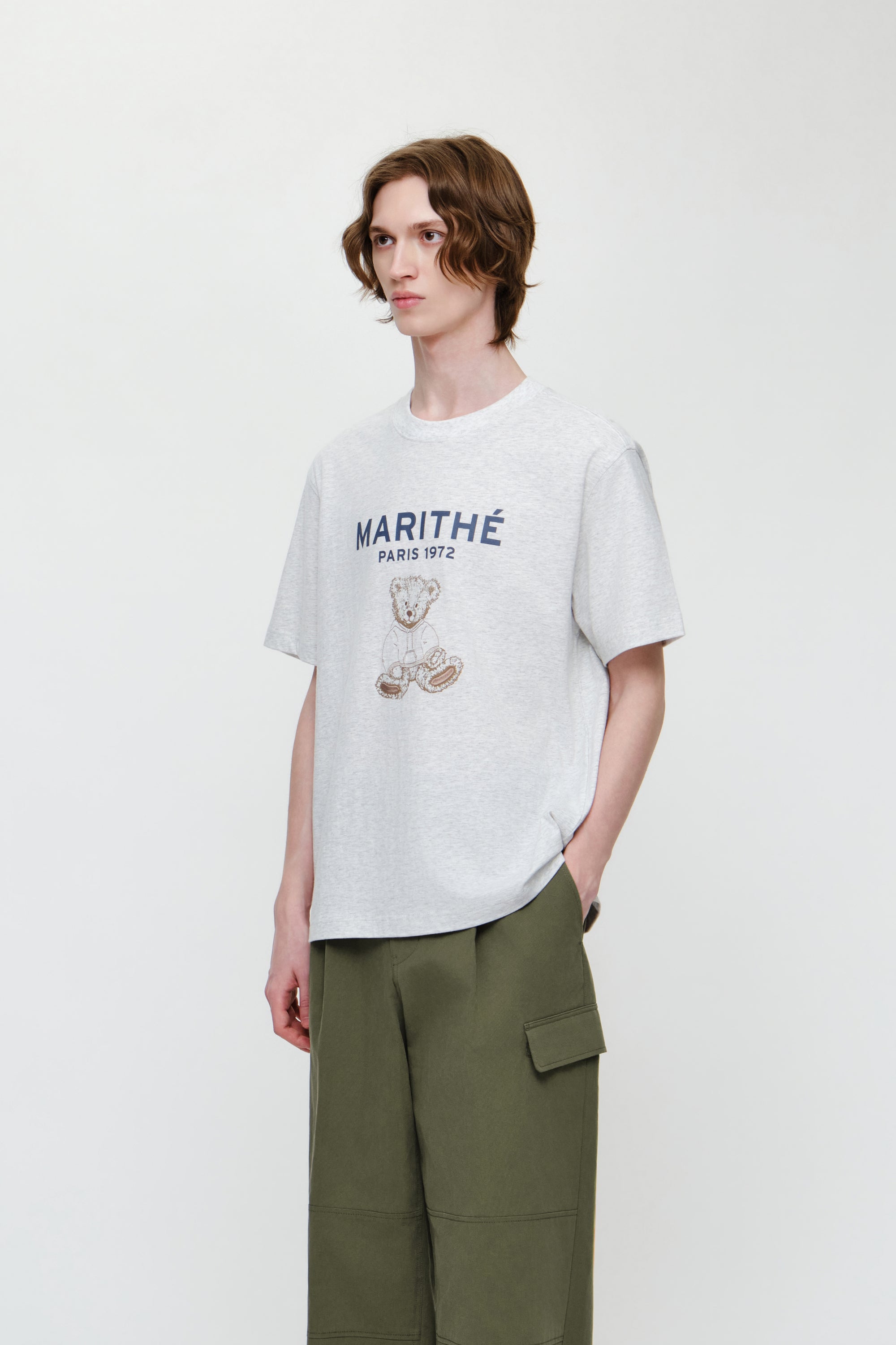 Doodle Bear Tee Light Heather Gray