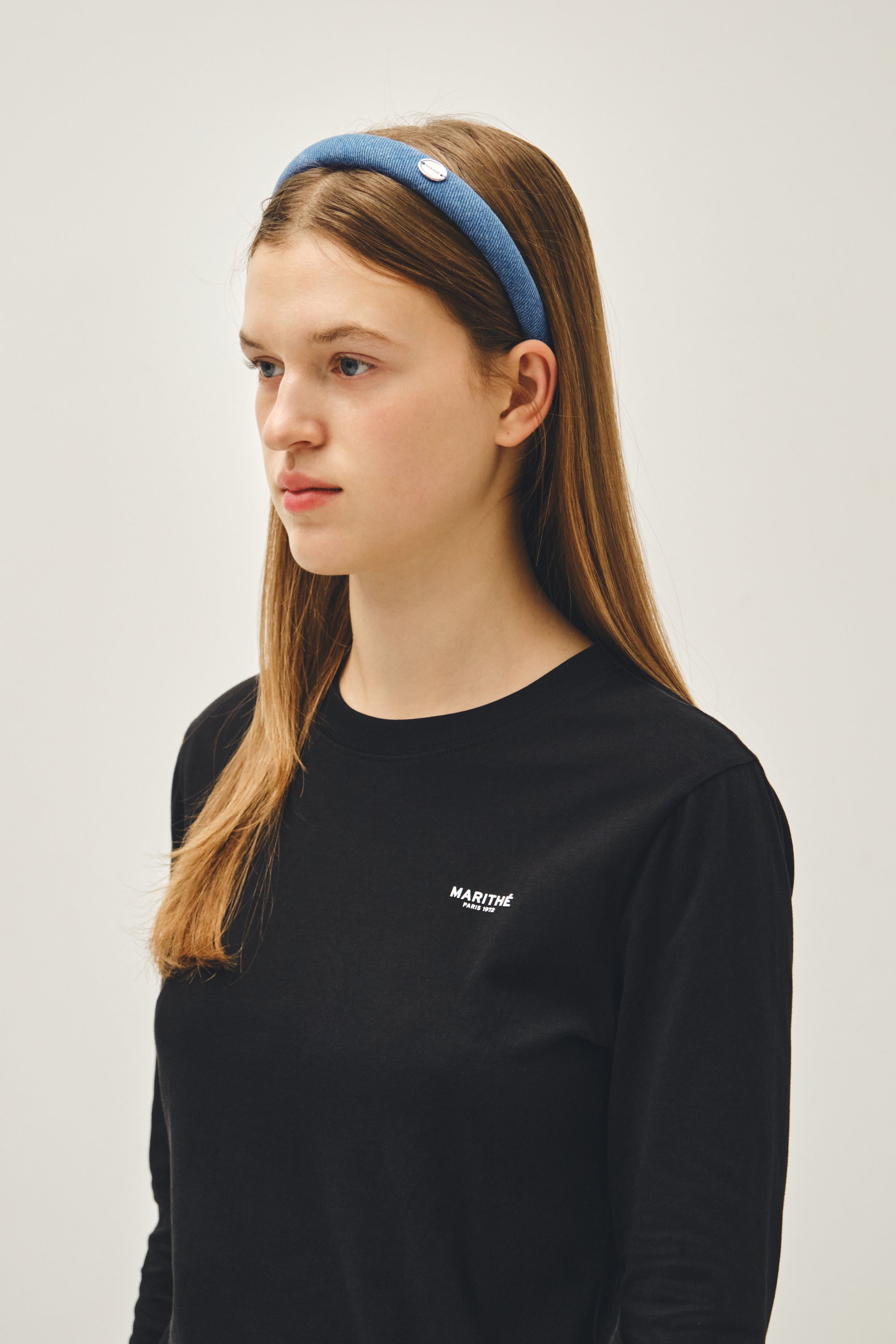 Regular Logo Slim Denim Hairband Blue