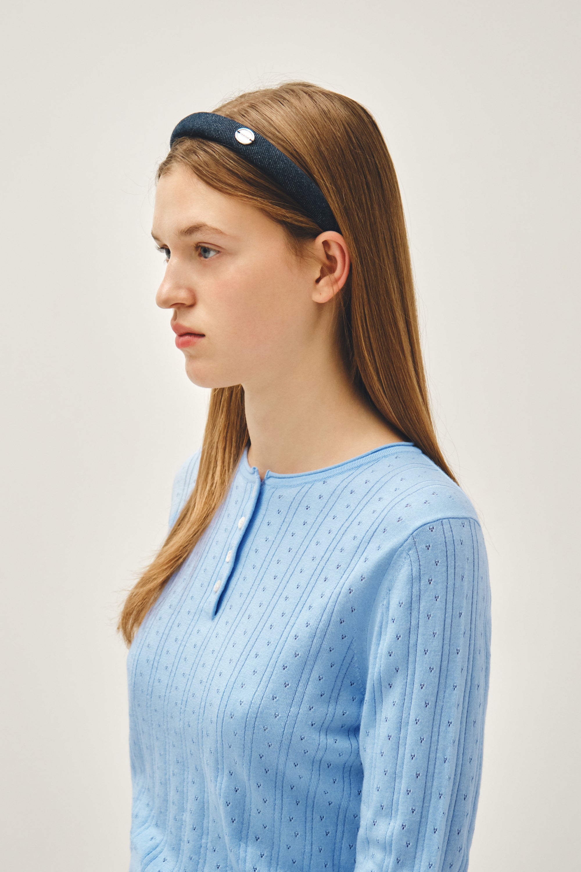 Regular Logo Slim Denim Hairband Indigo