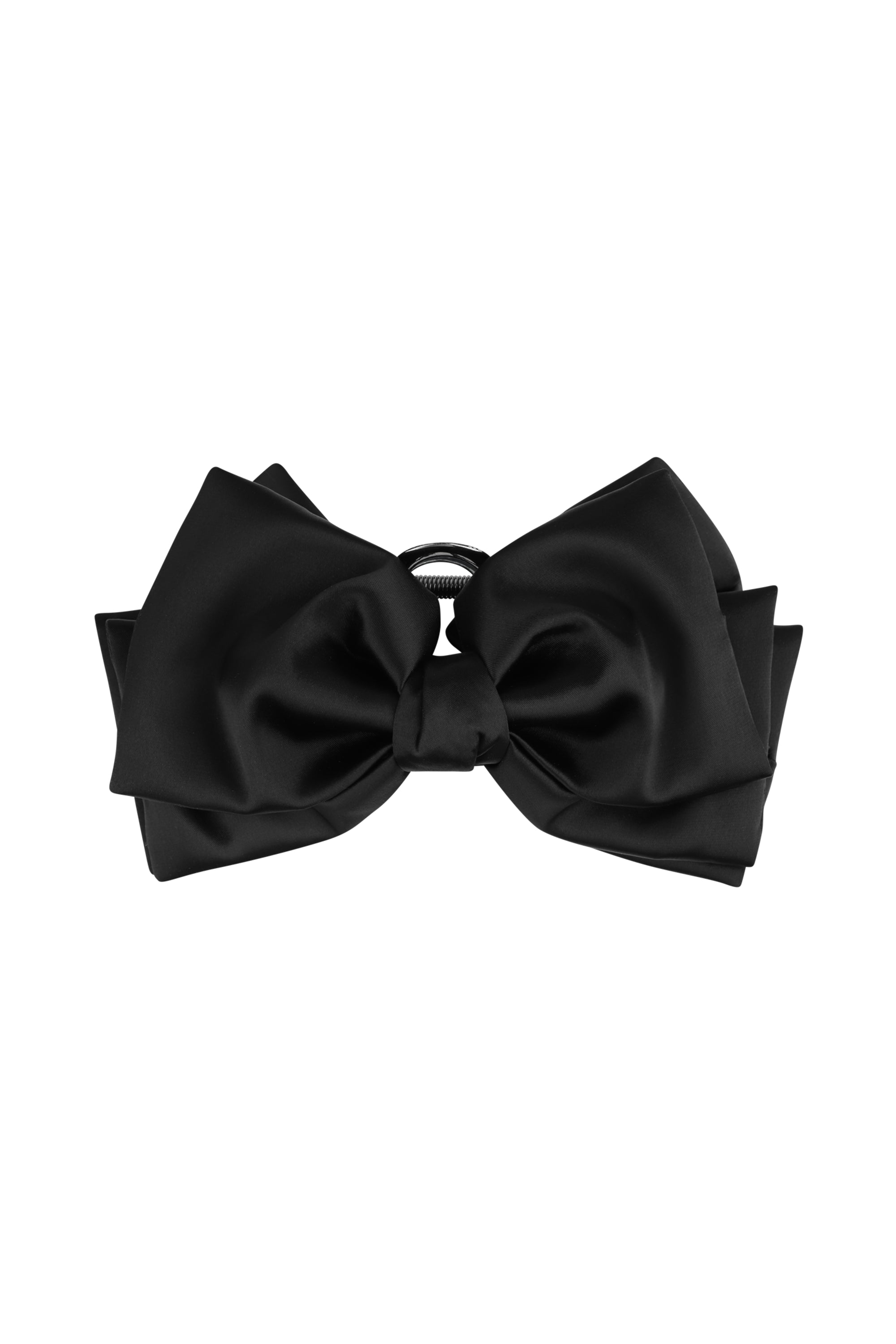Circle Logo Ribbon Hair Clip Black