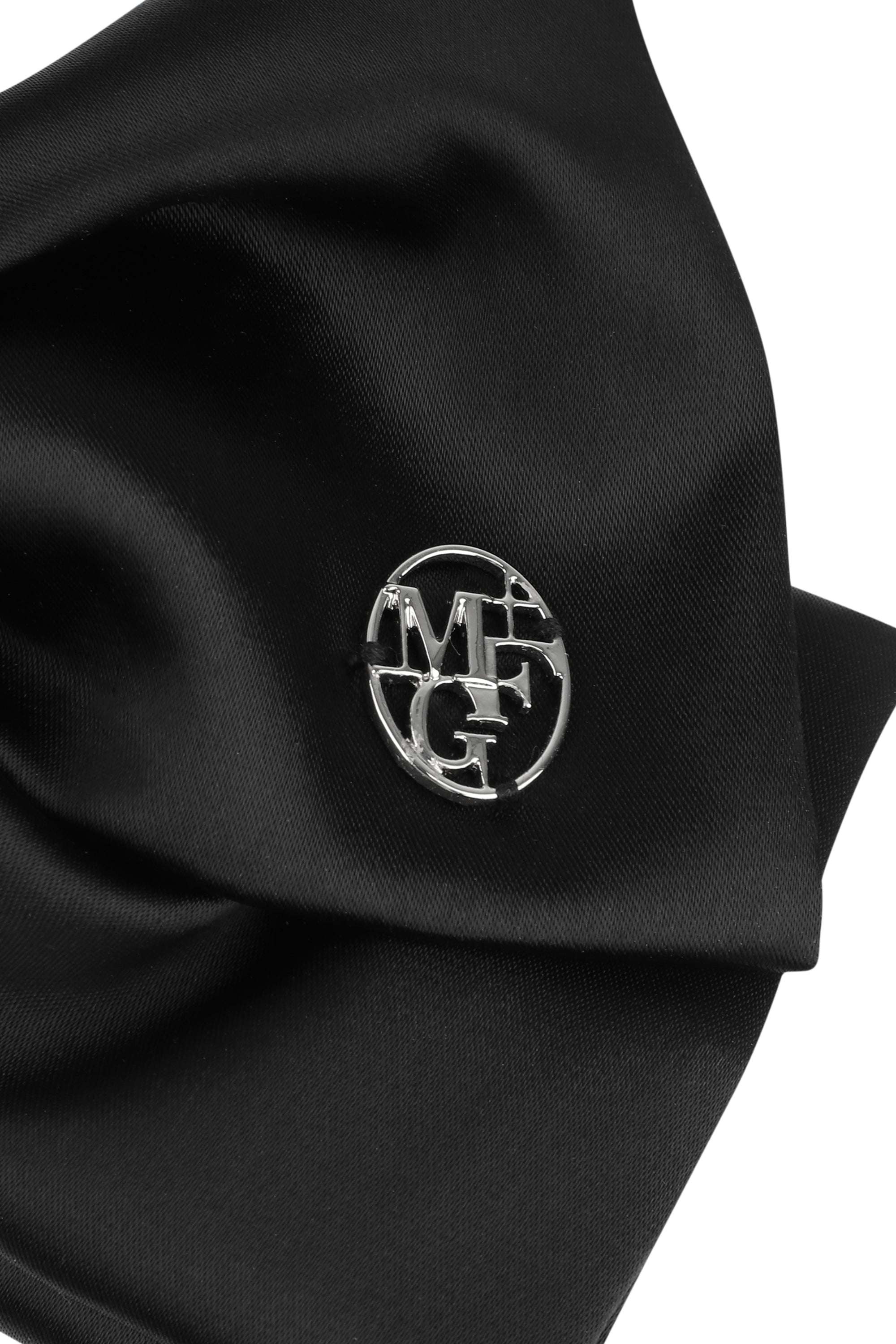 Circle Logo Ribbon Hair Clip Black