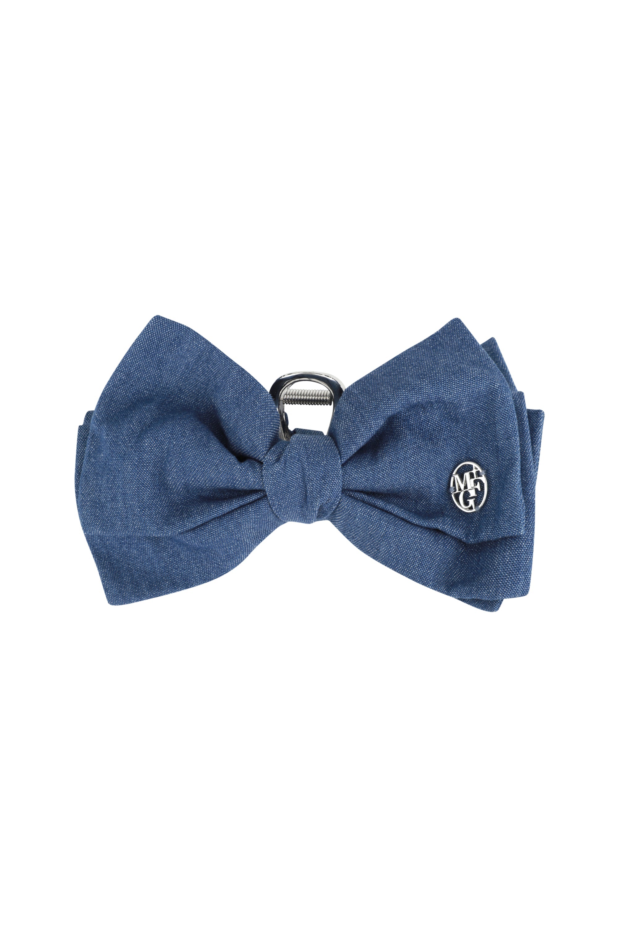 Circle Logo Ribbon Hair Clip Blue