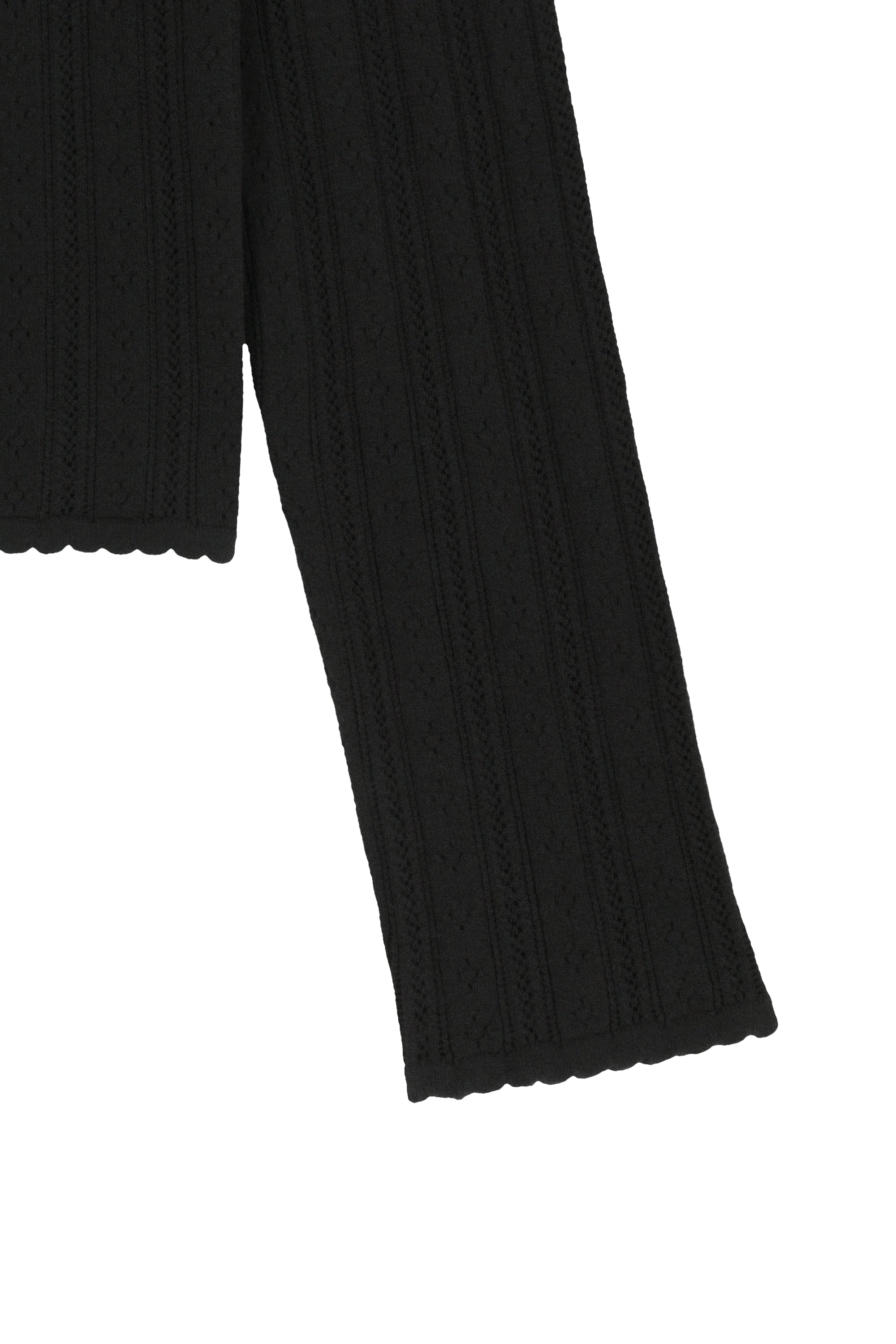 W V-Neck Crochet Knit Cardigan Black