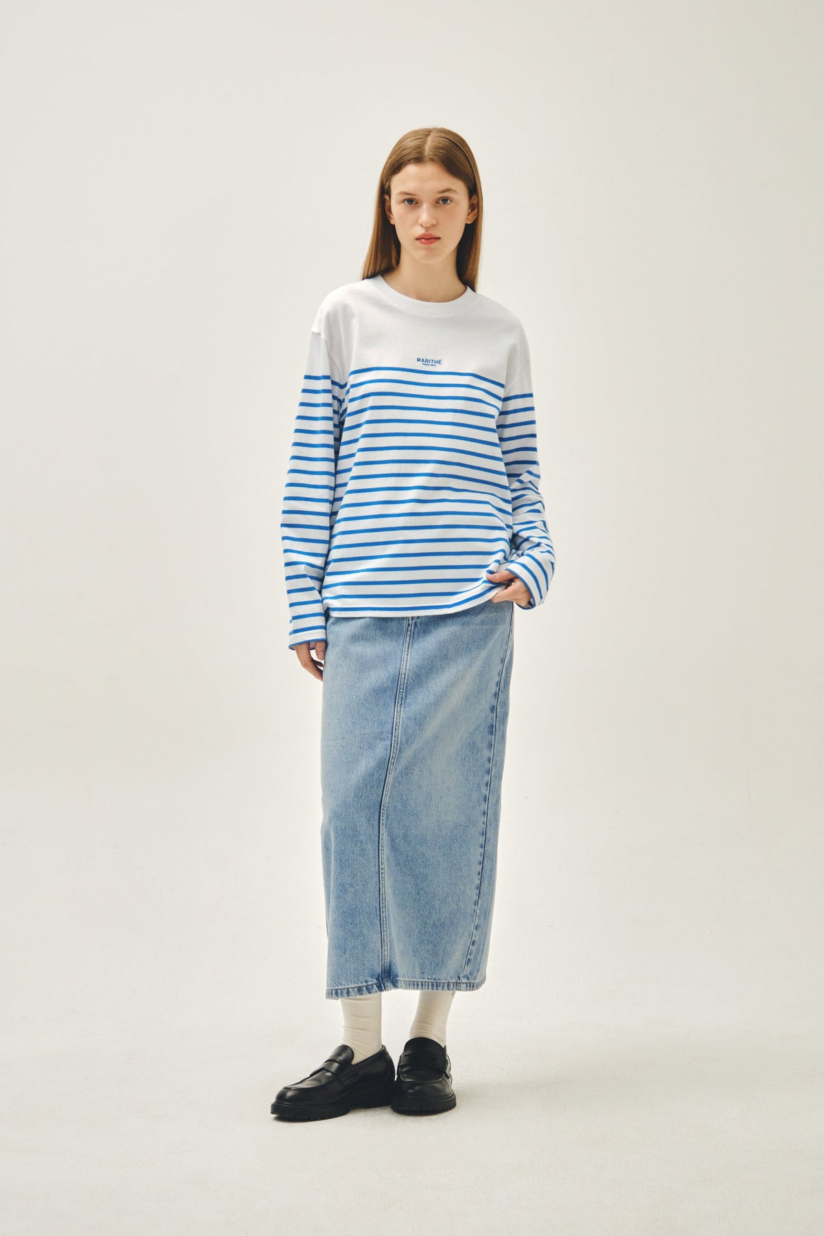 W Denim Maxi Skirt Light Blue