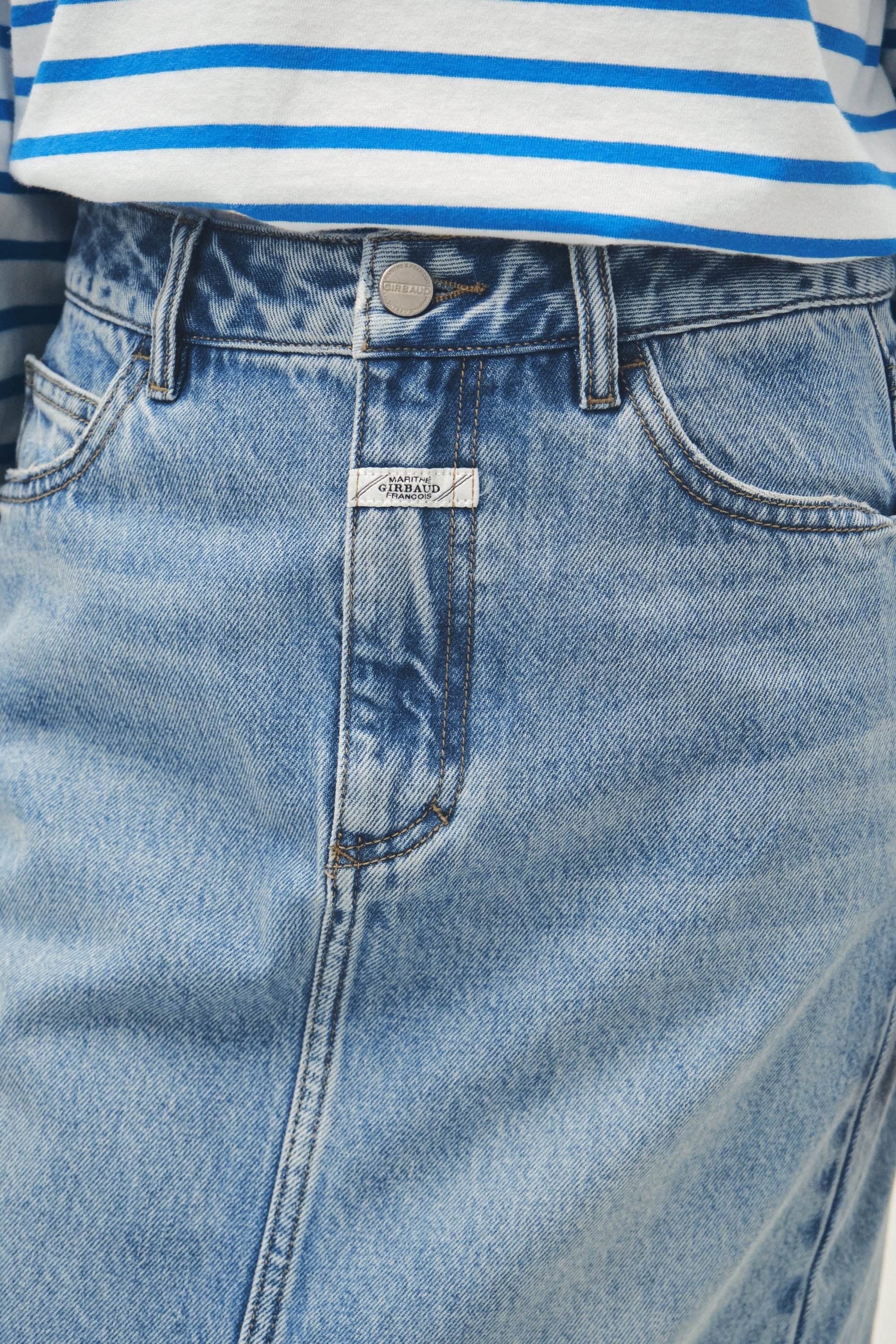 W Denim Maxi Skirt Light Blue