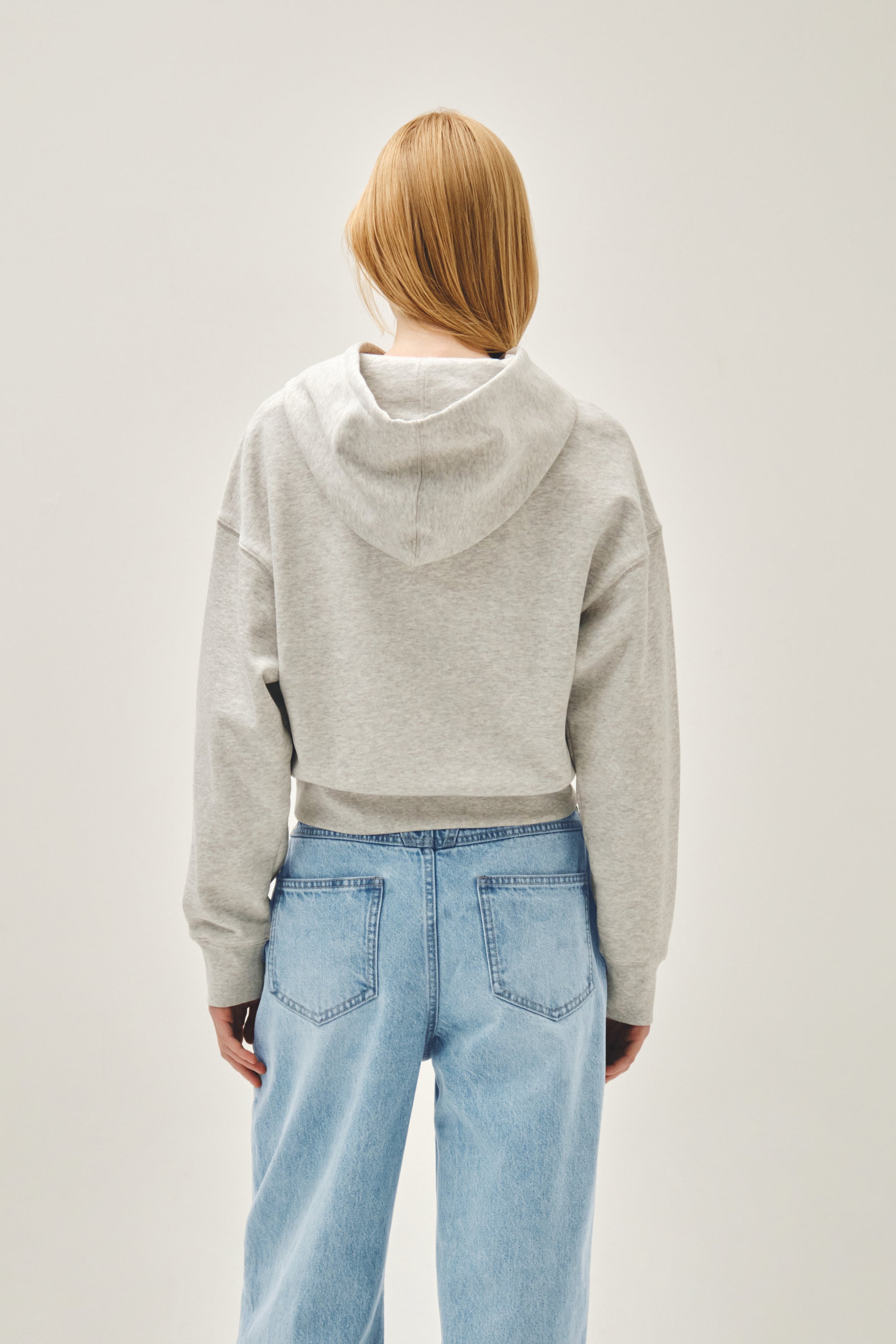 W Small Classic Logo Crop Hoodie Light Heather Gray