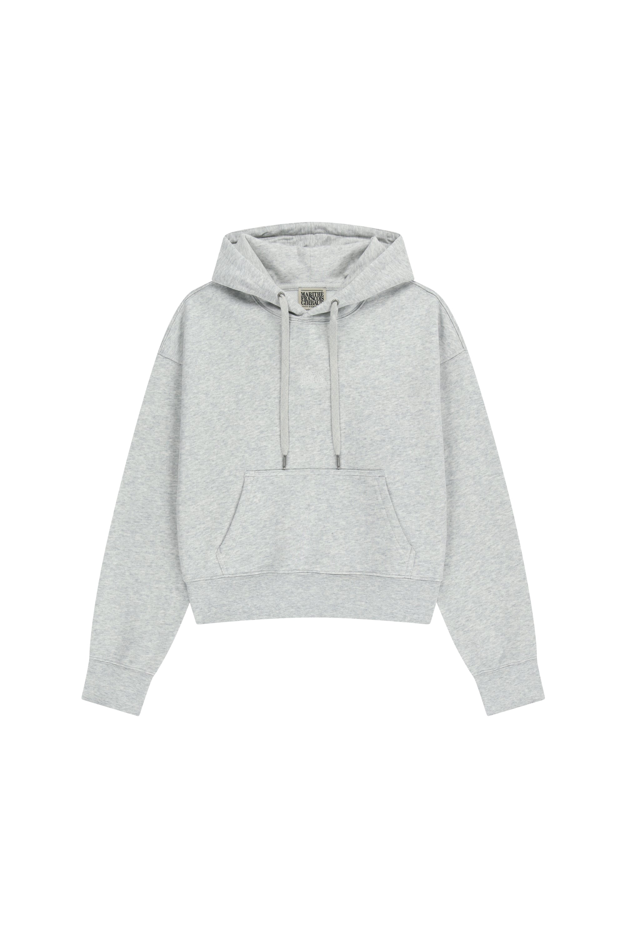W Small Classic Logo Crop Hoodie Light Heather Gray