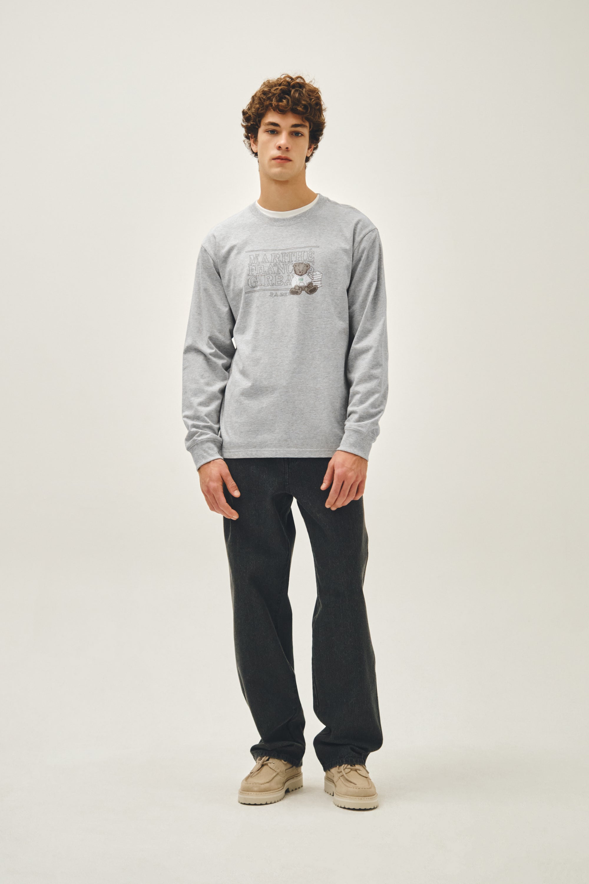 Doodle Classic Logo Long Sleeve Tee Heather Gray