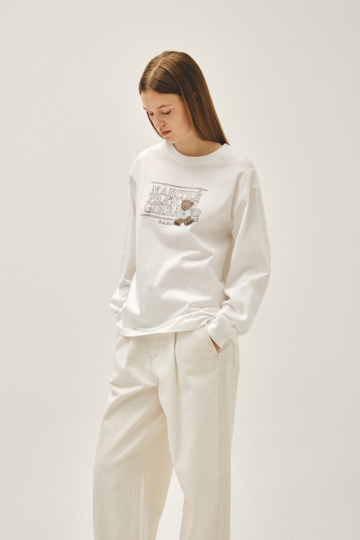 Doodle Classic Logo Long Sleeve Tee White