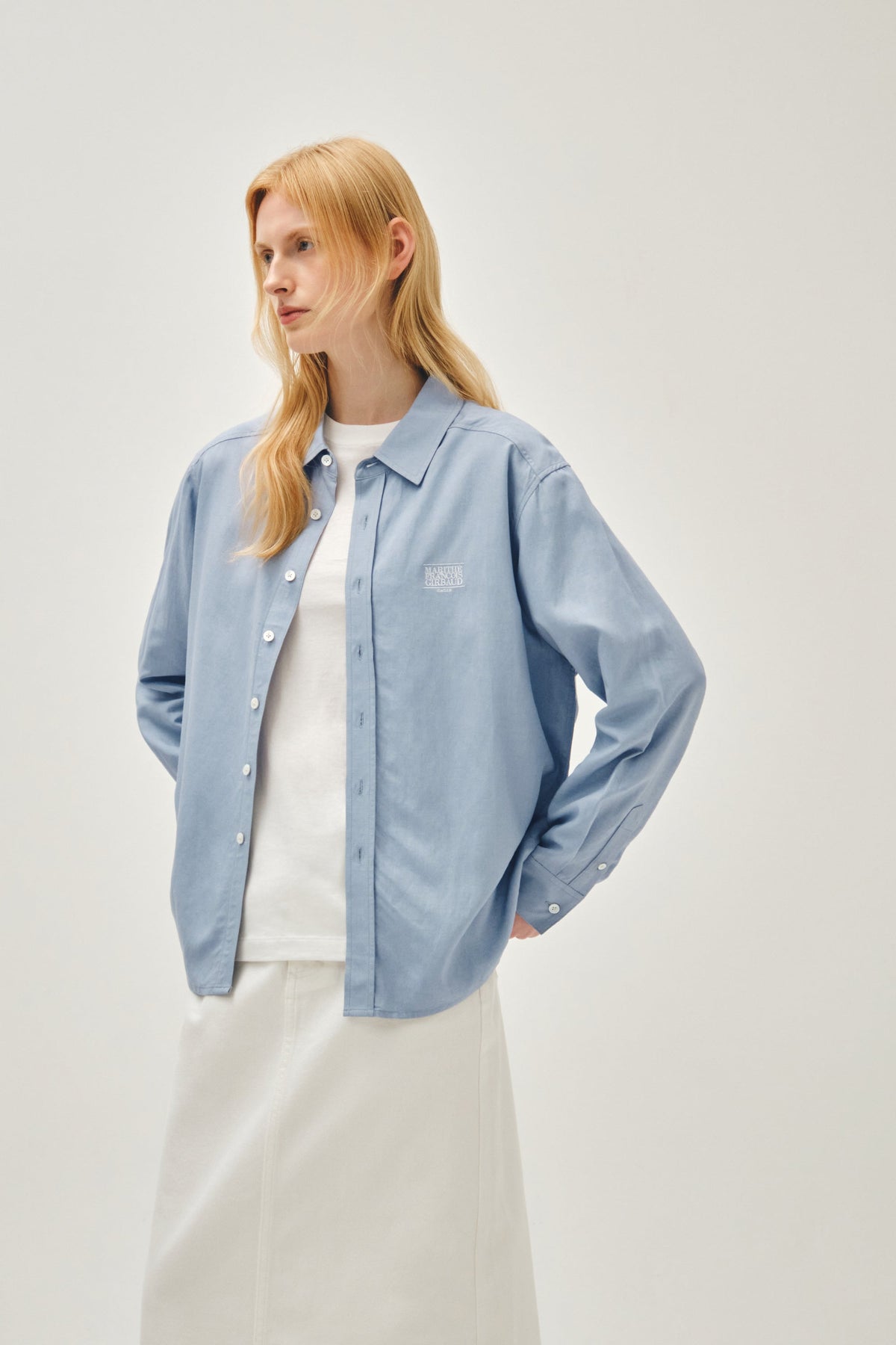 Classic Logo Linen Shirt Sky Blue