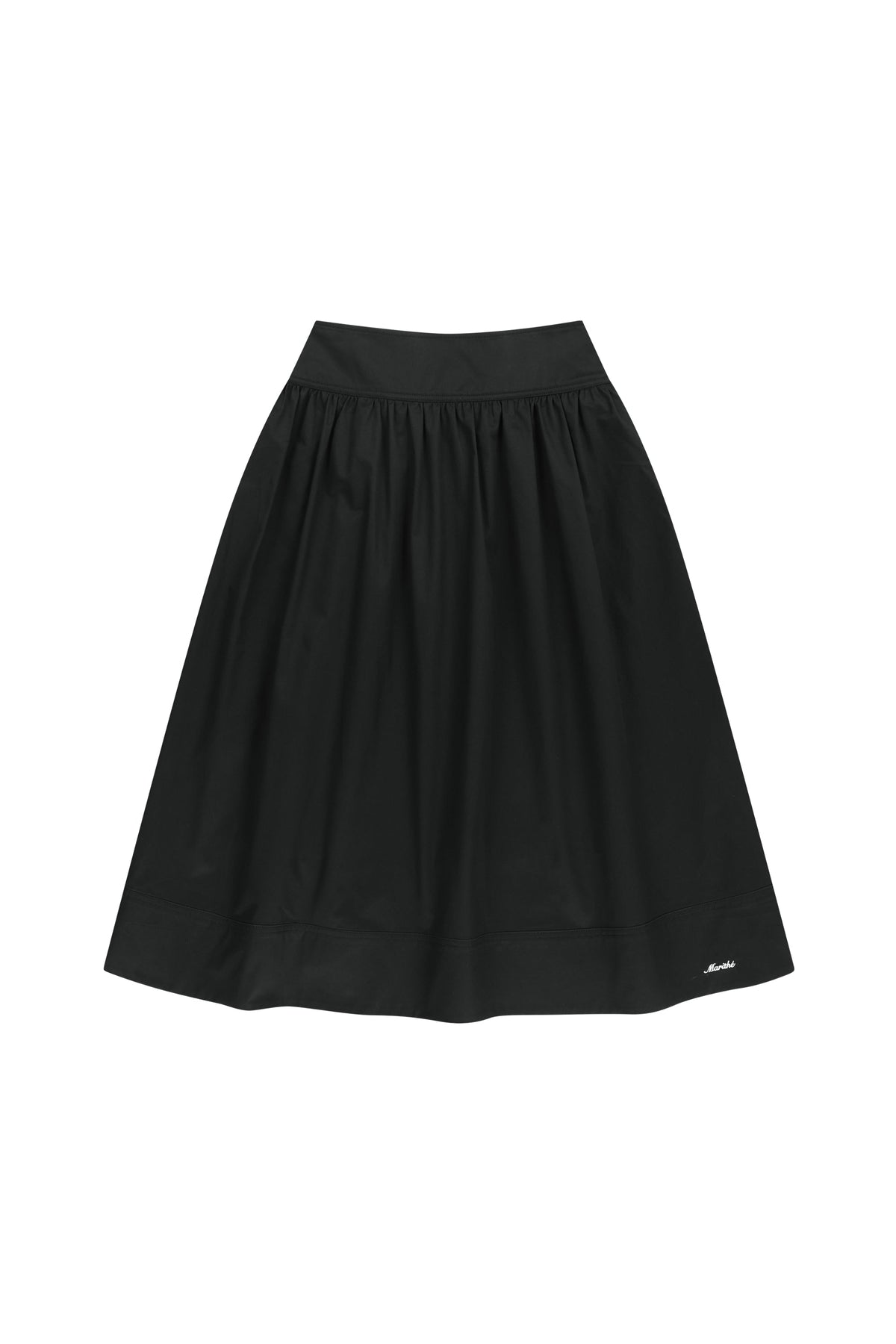 W Cotton Waist Wrinkle Skirt Black