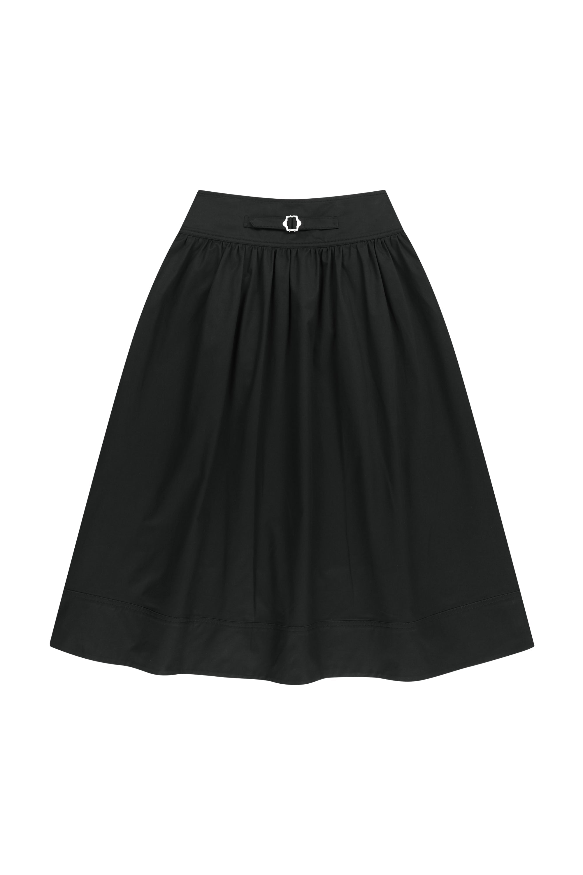 W Cotton Waist Wrinkle Skirt Black