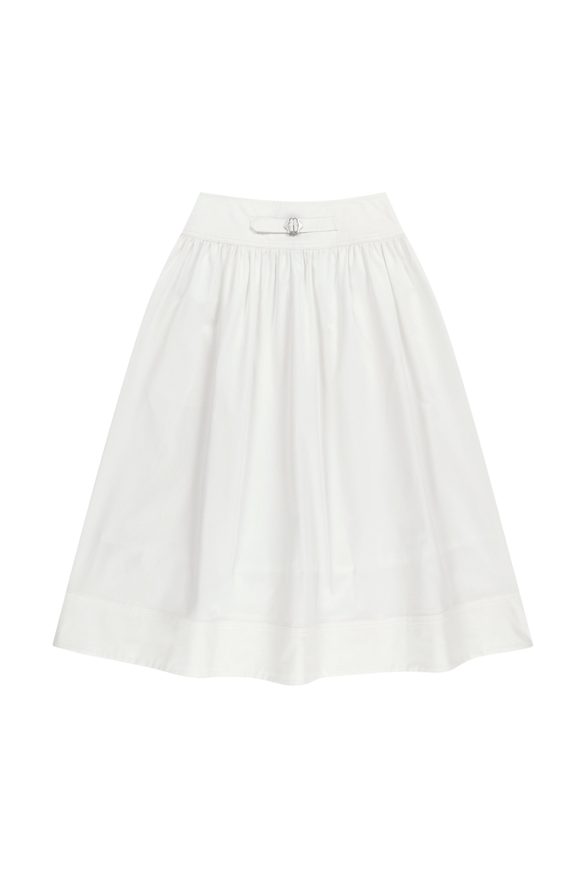 W Cotton Waist Wrinkle Skirt White