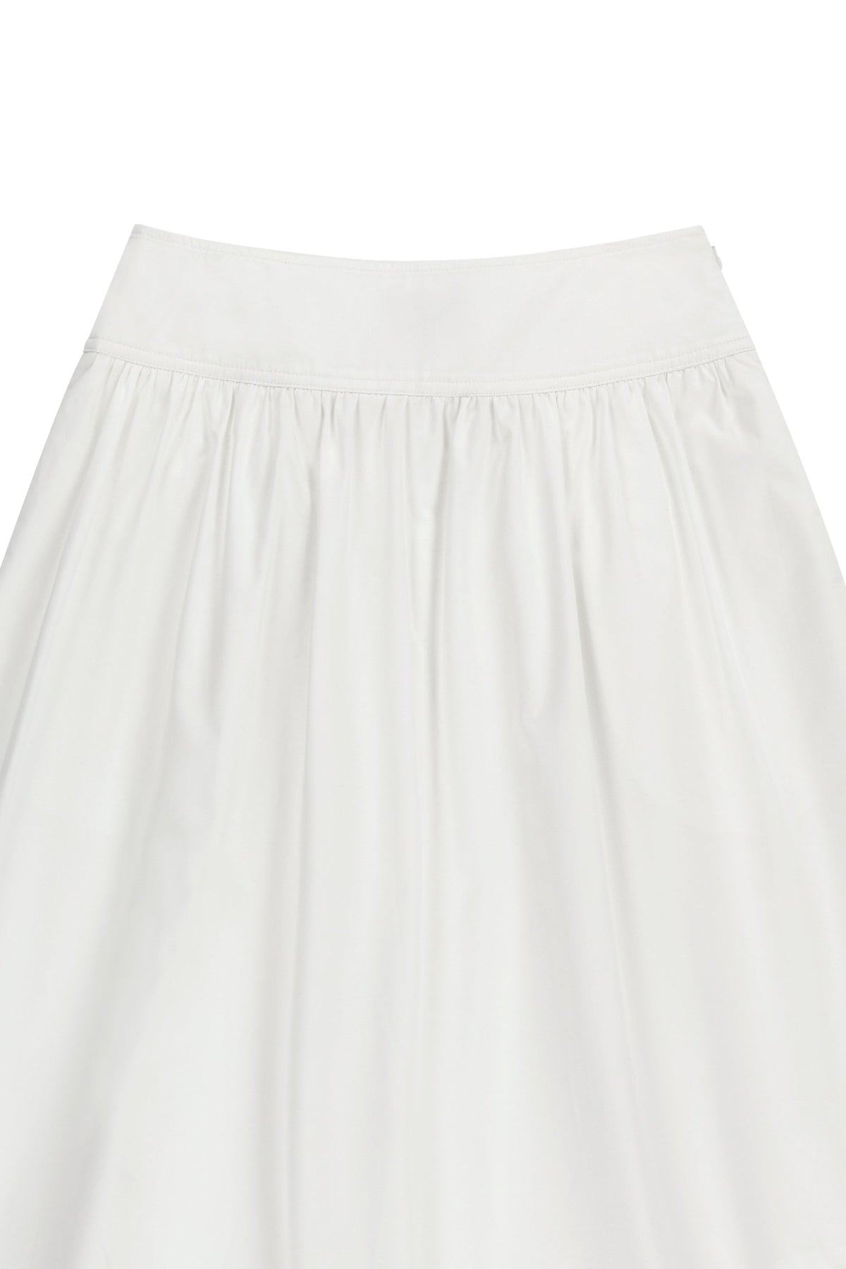 W Cotton Waist Wrinkle Skirt White