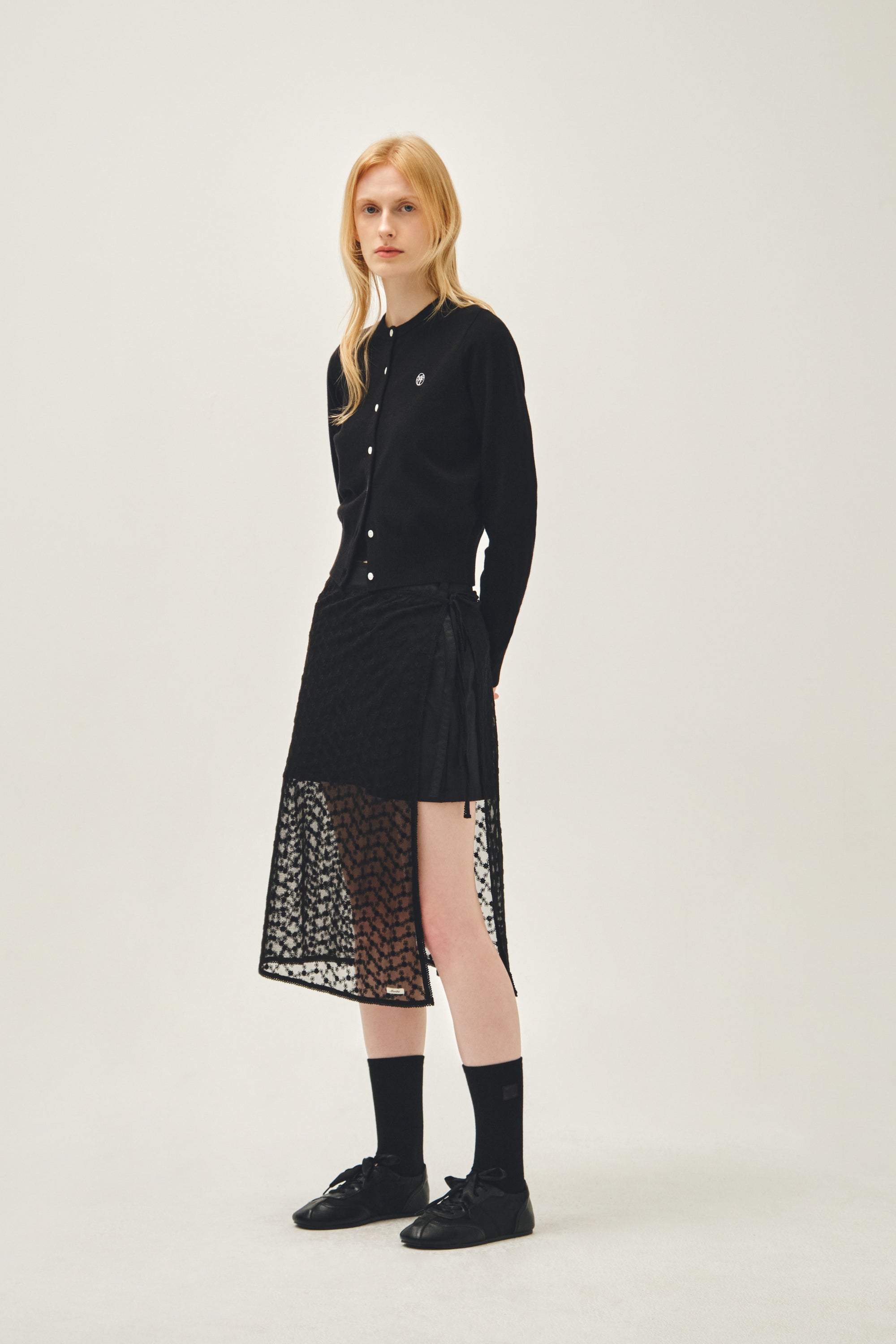 W Lace Layered Skirt Black