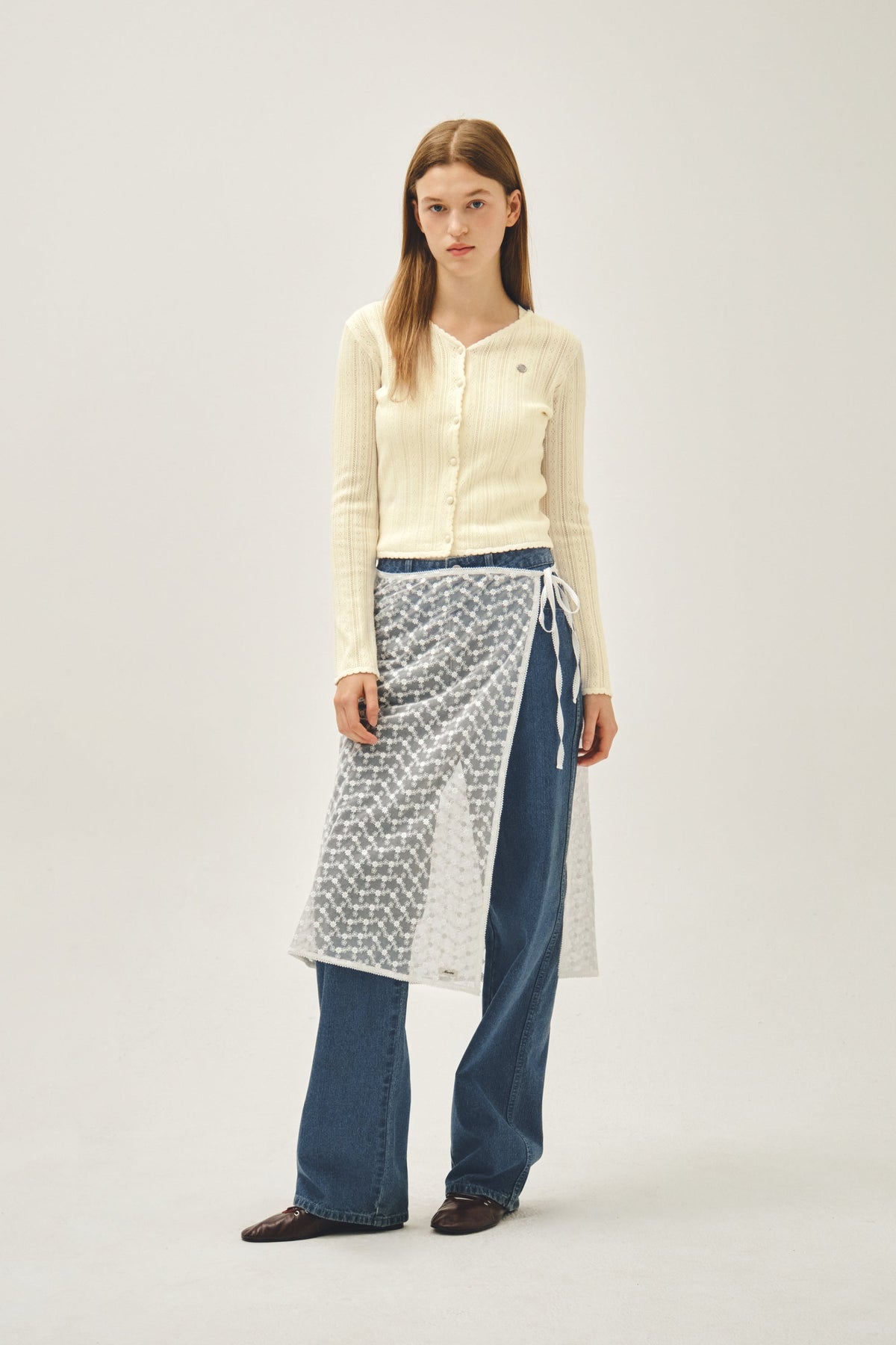 W Lace Layered Skirt White