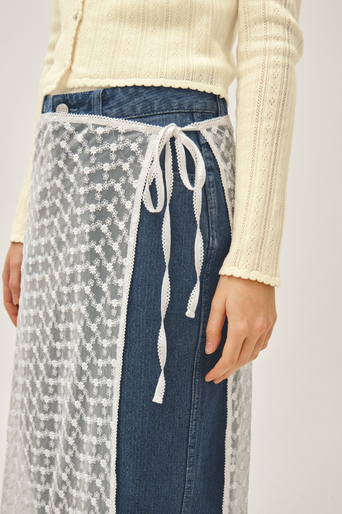 W Lace Layered Skirt White