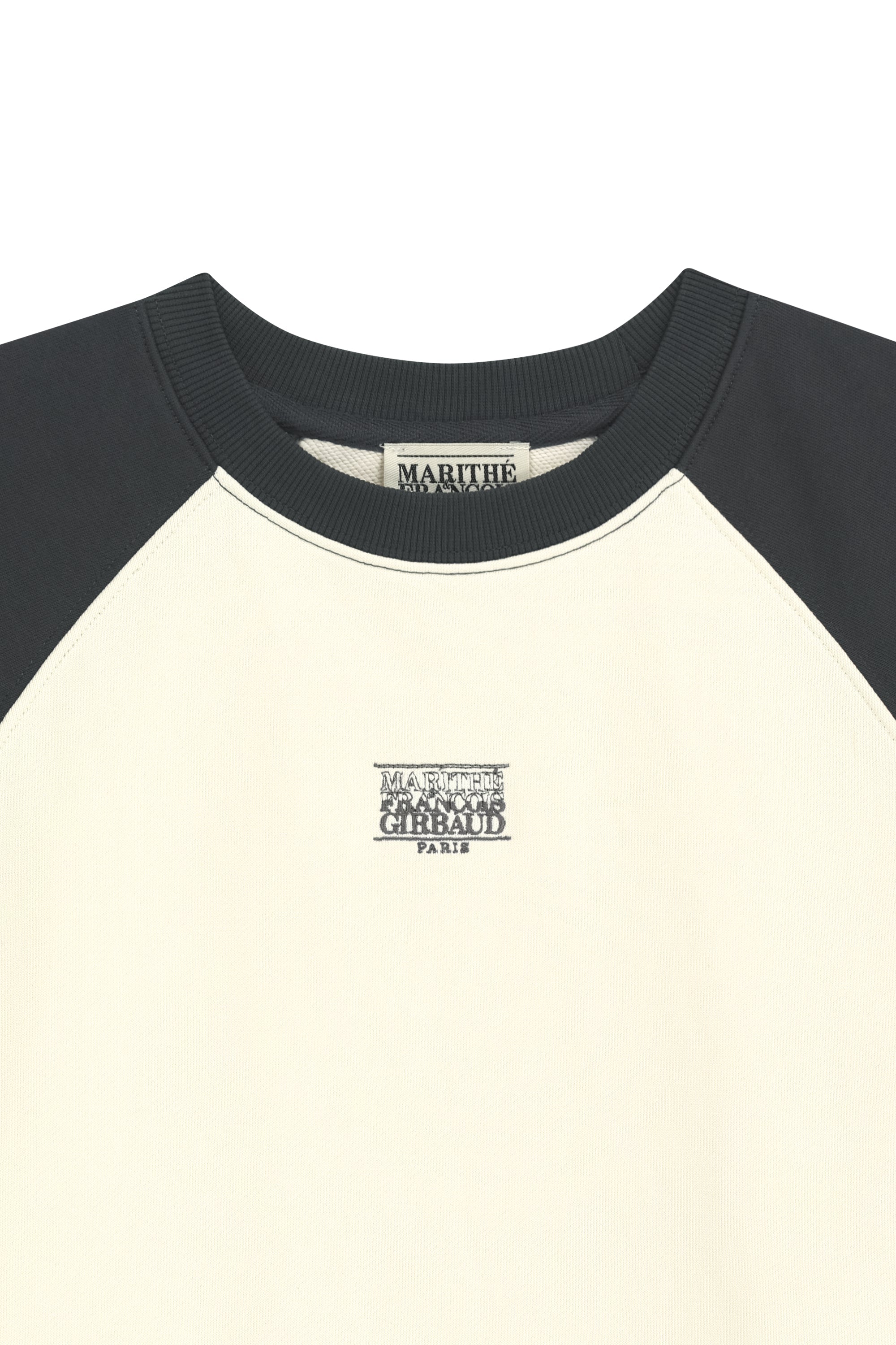 W Block Classic Logo Raglan Crop Sweatshirt Charcoal