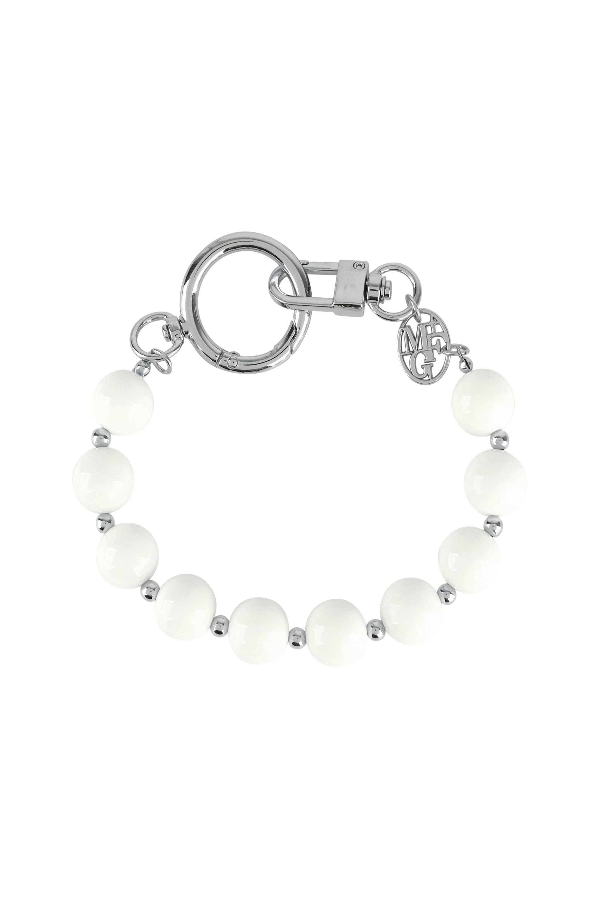 Circle Logo Beads Strap Keyring White