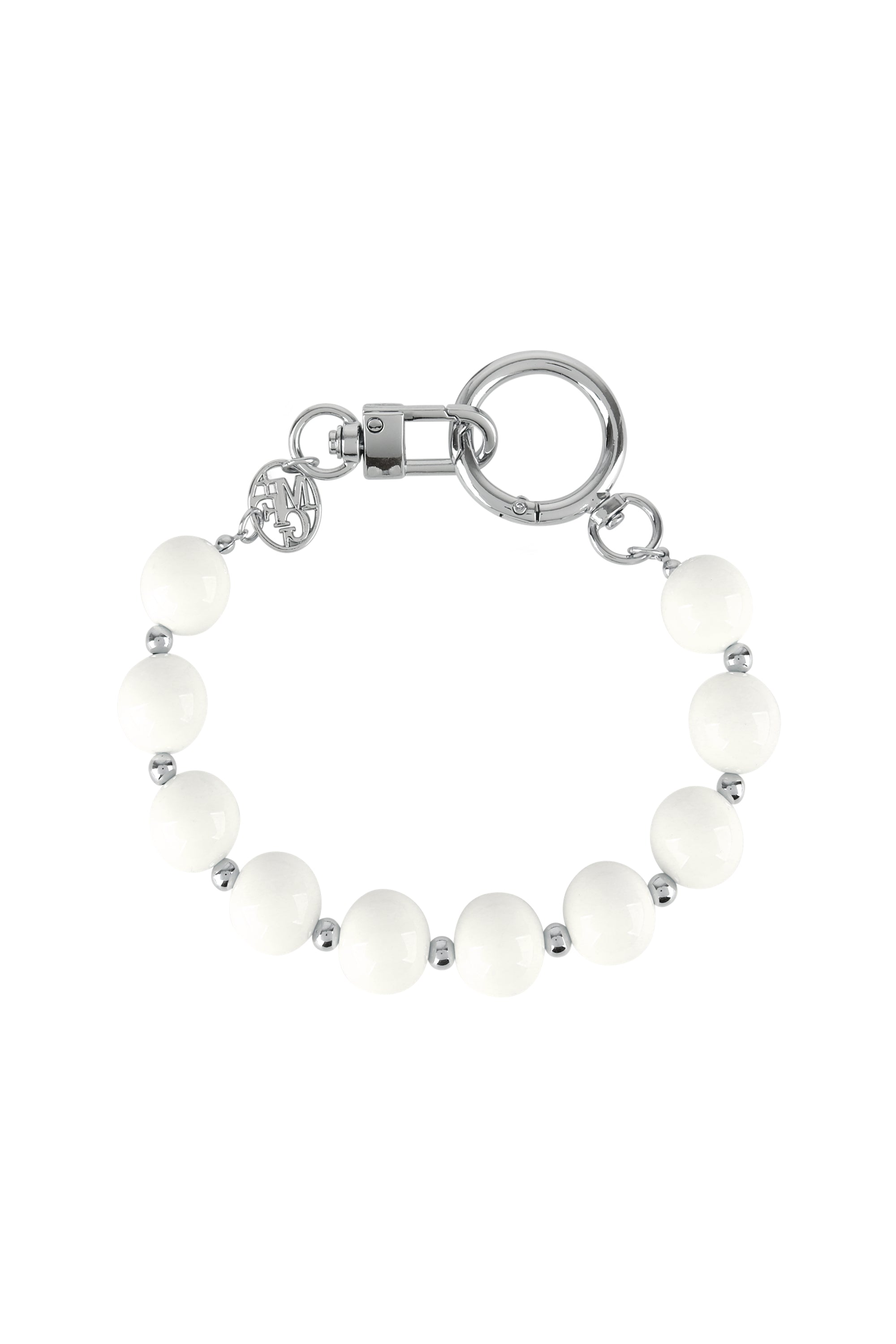 Circle Logo Beads Strap Keyring White