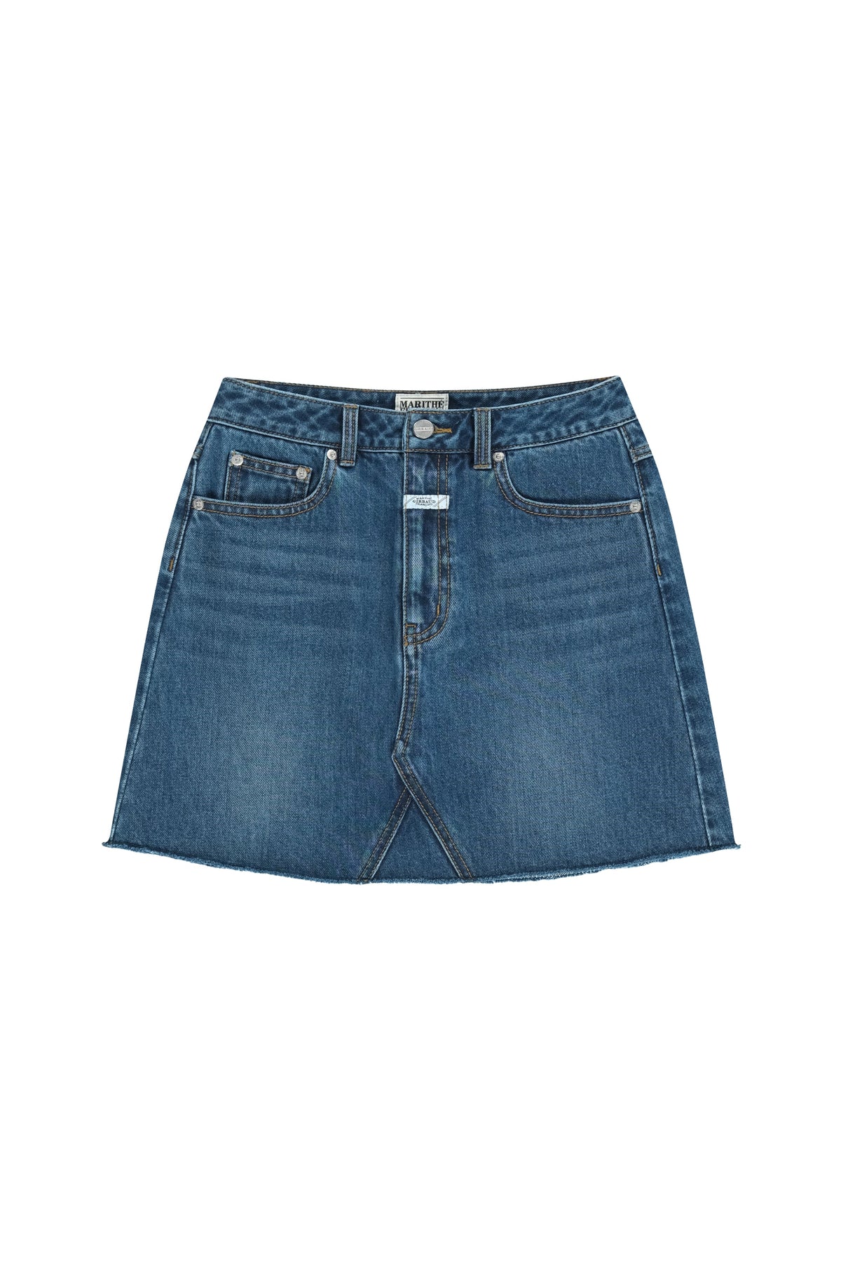 W Raw Edge Denim Mini Skirt Blue