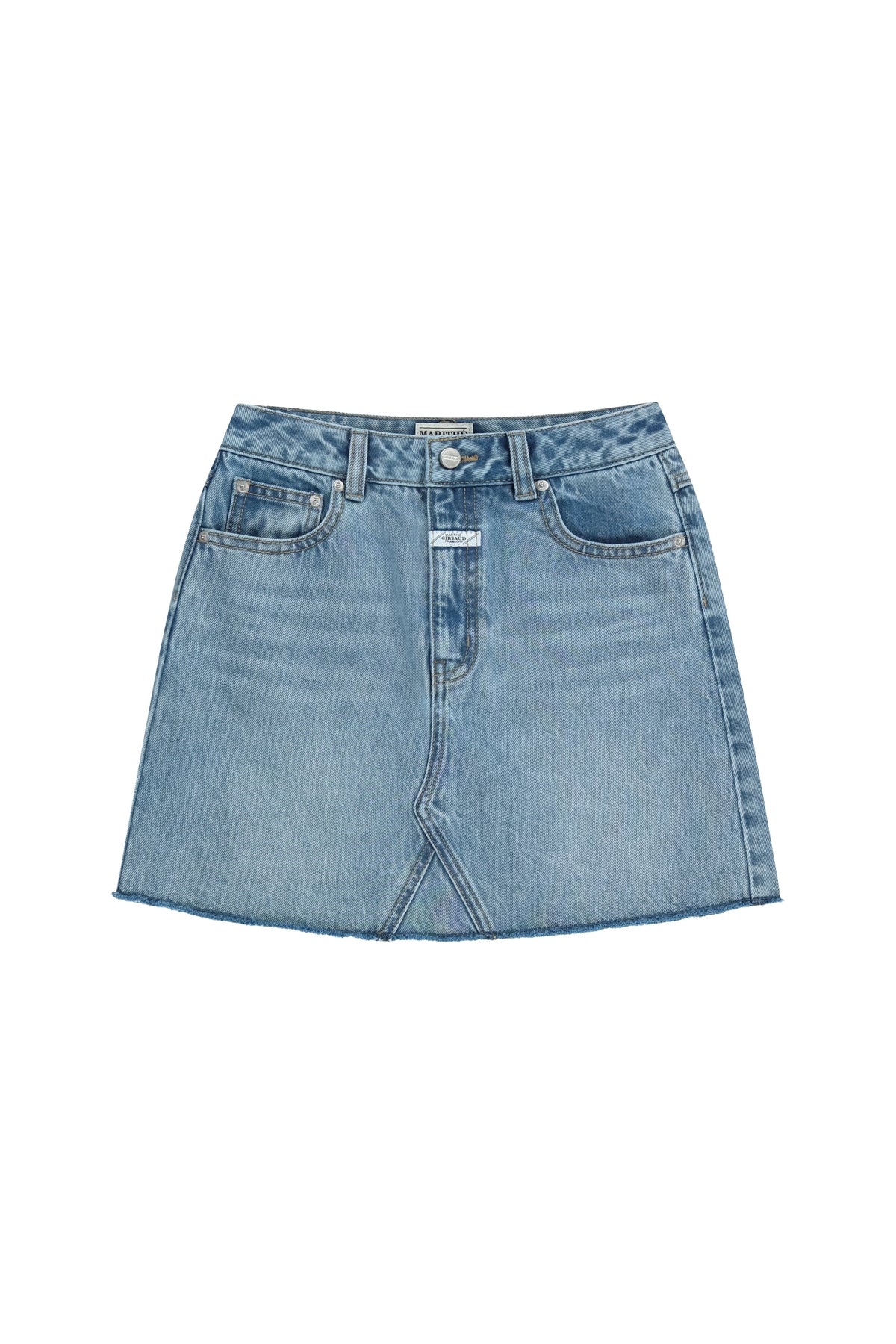 W Raw Edge Denim Mini Skirt Light Blue