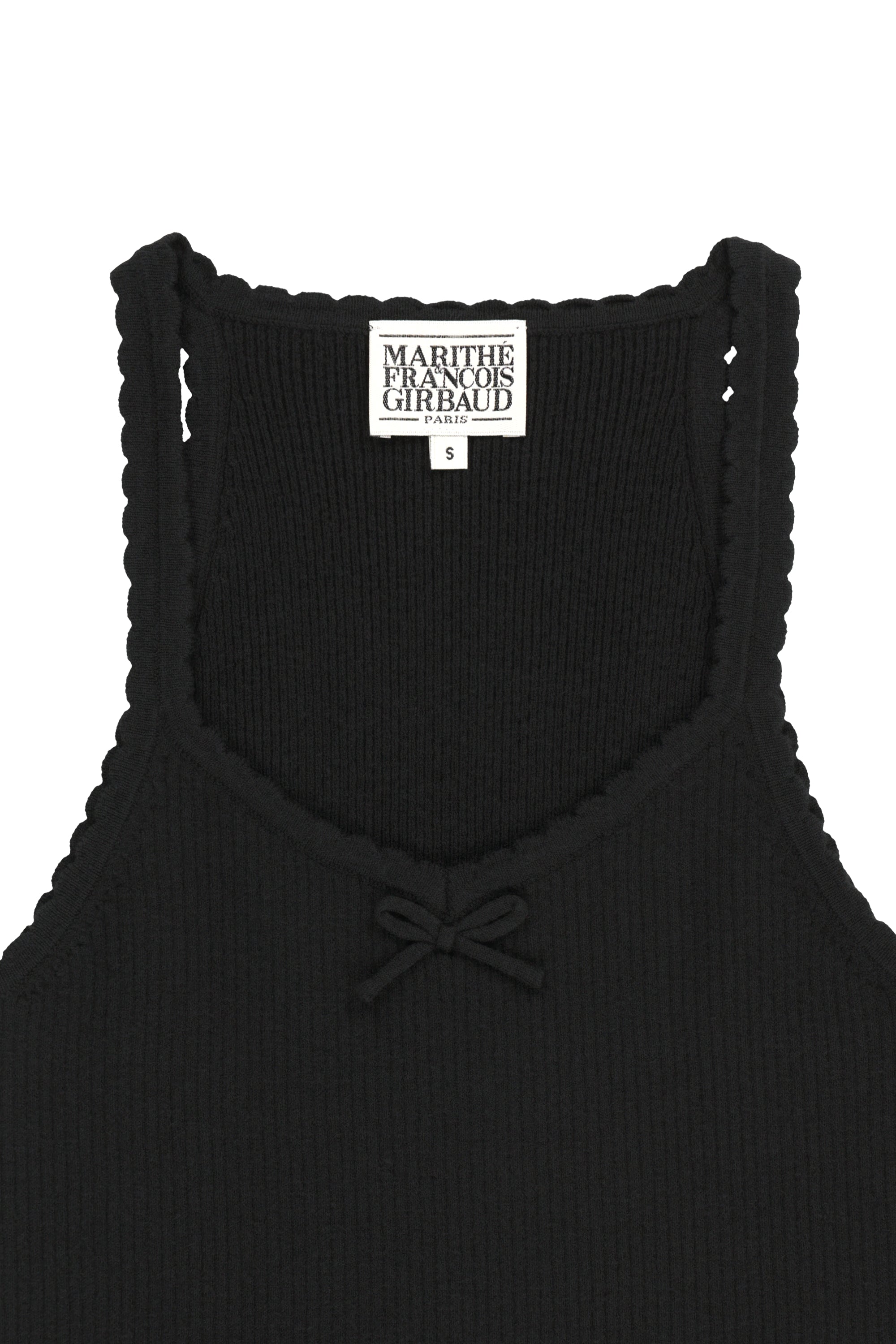W Lace Point Knit Vest Black