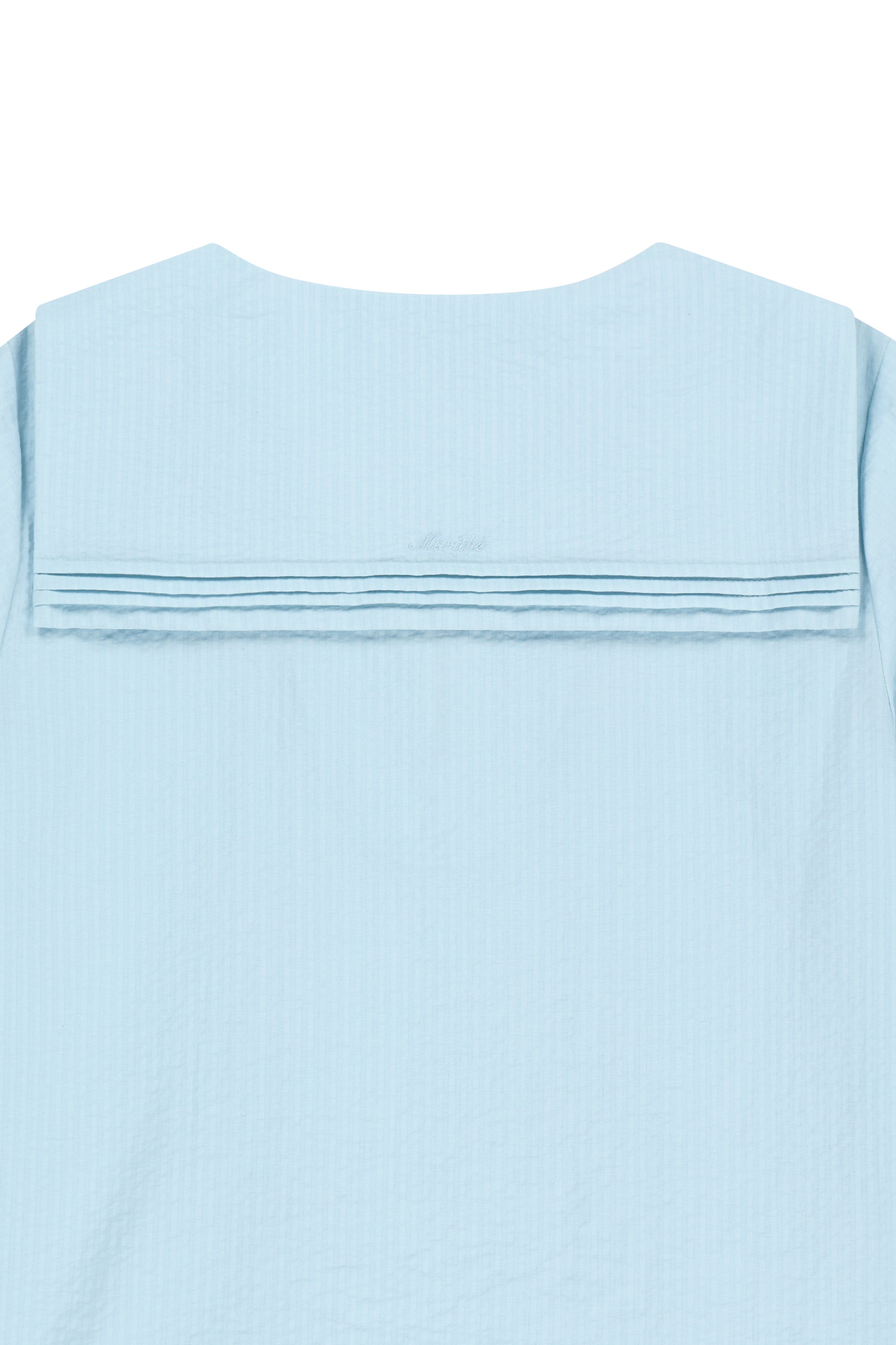 W Pin Tuck Sailor Half Sleeve Shirt Sky Blue